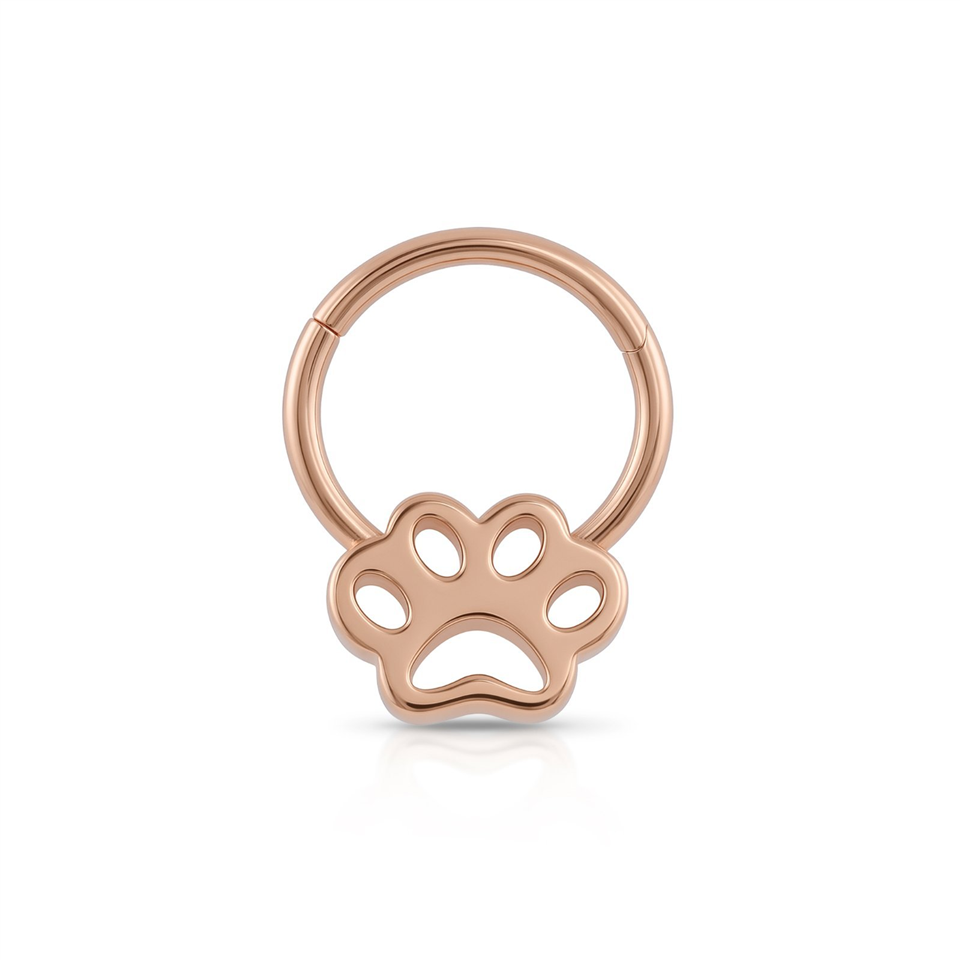 14 Ayar Altın Pati Motifli Minimal Halka Piercing - Dianora Piercing Jewelry