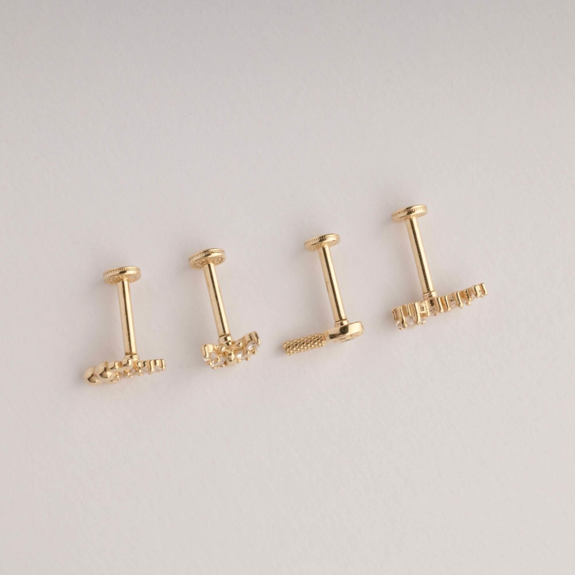 14 Ayar Altın Pembe Mineli Kalp Tragus Piercing - Dianora Piercing