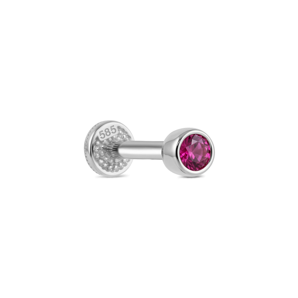 14 Ayar Altın Pembe Tektaşlı Minimal Tragus Piercing - Dianora Piercing Jewelry