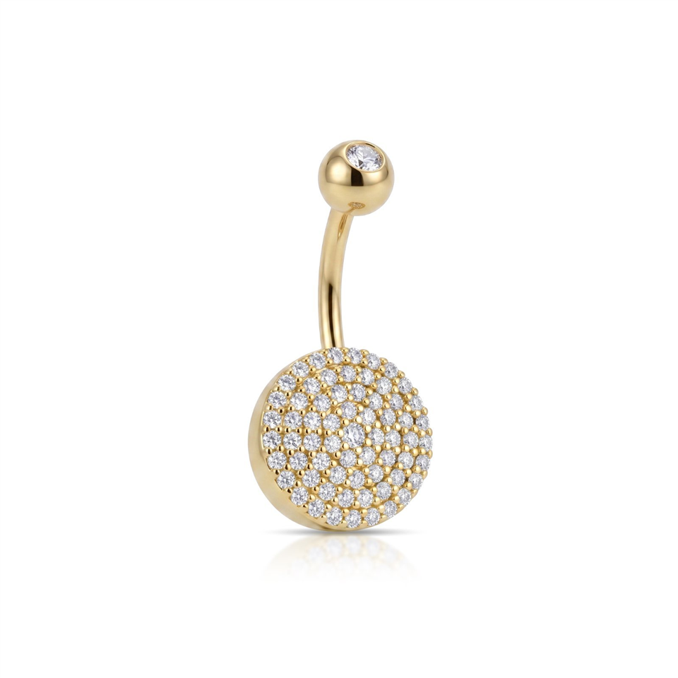 14 Ayar Altın Sıra Taşlı Daire Göbek Piercing - Dianora Piercing Jewelry