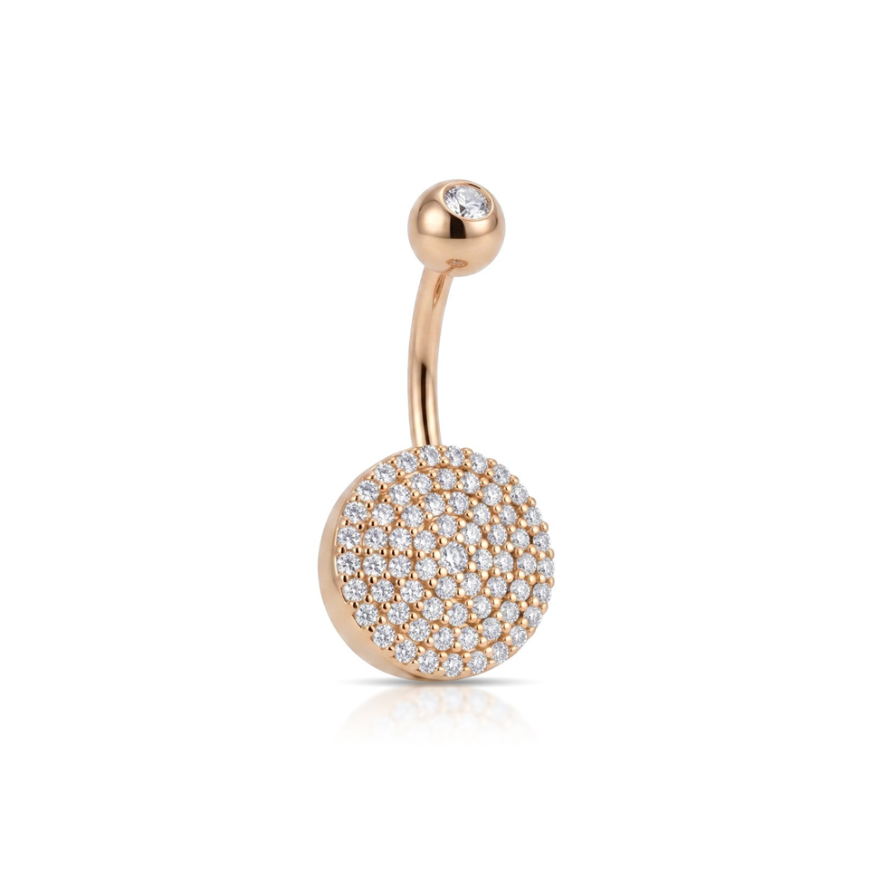 14 Ayar Altın Sıra Taşlı Daire Göbek Piercing - Dianora Piercing Jewelry