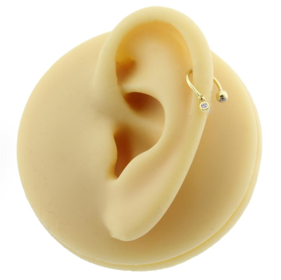 14 Ayar Altın Taş Sallantılı Minimal Yarım Halka Piercing - Dianora Piercing