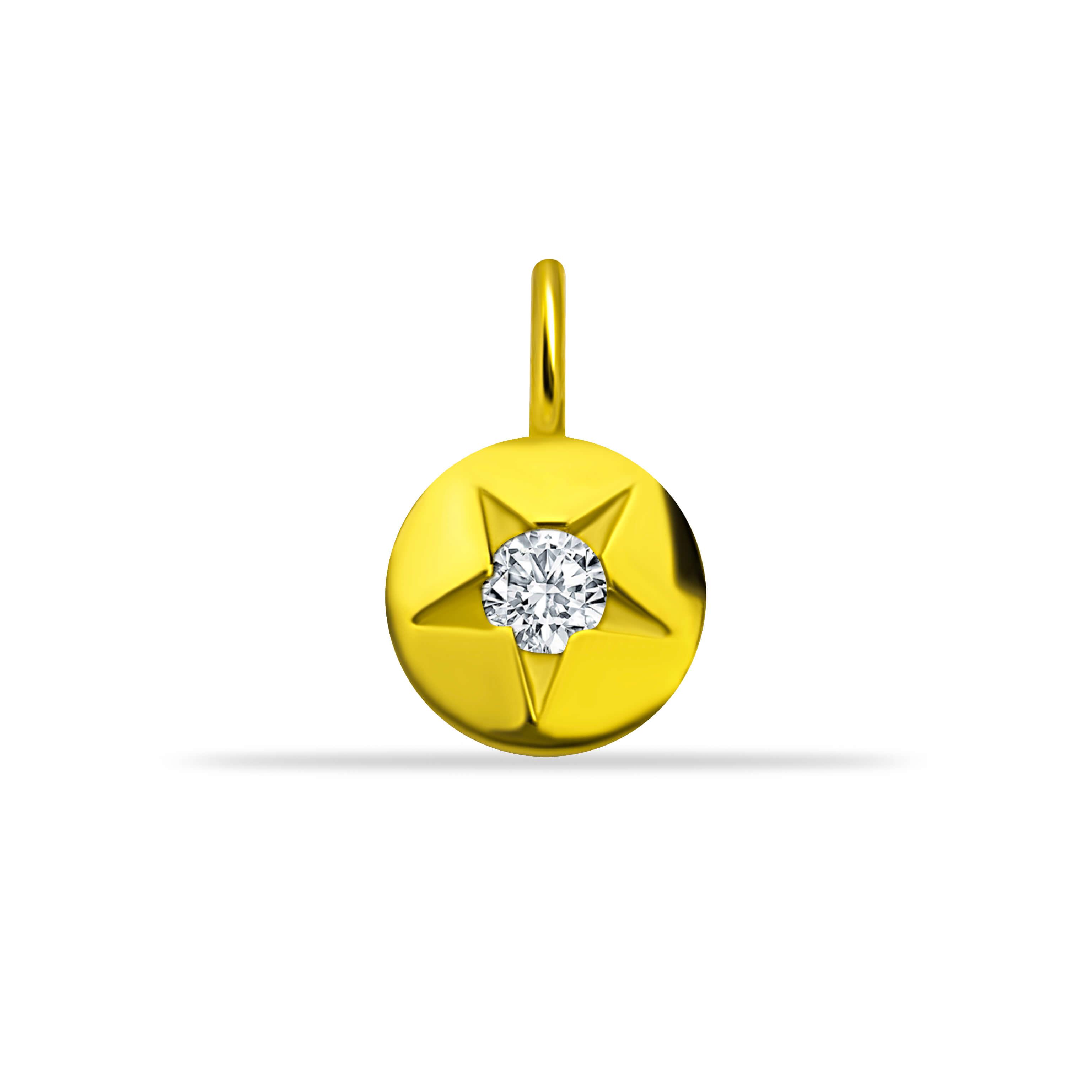 14 Ayar Altın Taşlı 4 Yapraklı Yonca Minimal Charm - Dianora Piercing