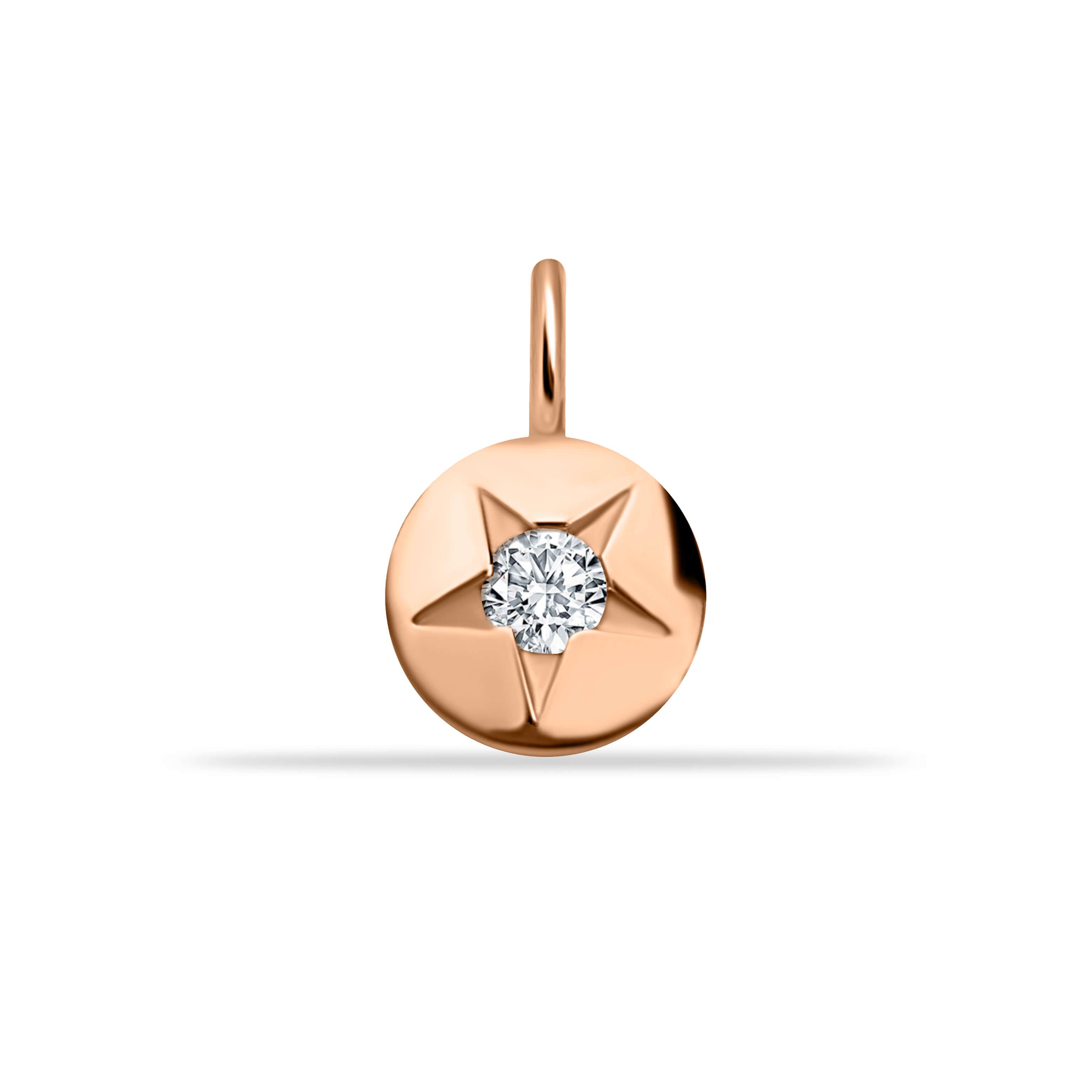 14 Ayar Altın Taşlı 4 Yapraklı Yonca Minimal Charm - Dianora Piercing