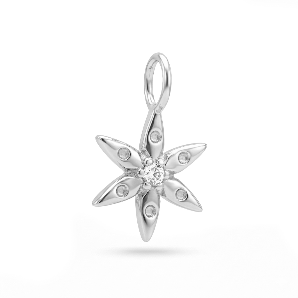 14 Ayar Altın Taşlı 4 Yapraklı Yonca Minimal Charm - Dianora Piercing
