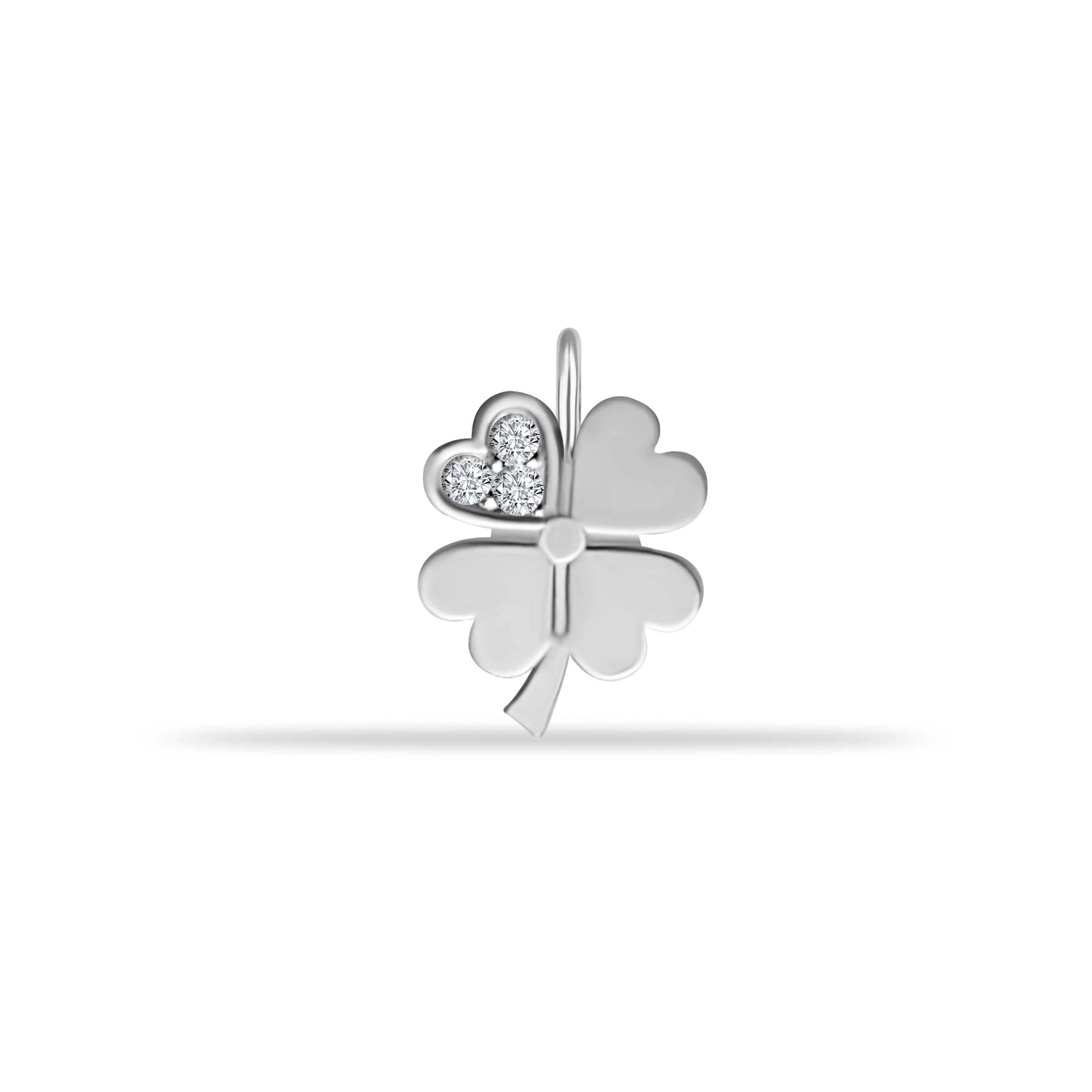 14 Ayar Altın Taşlı 4 Yapraklı Yonca Minimal Charm - Dianora Piercing