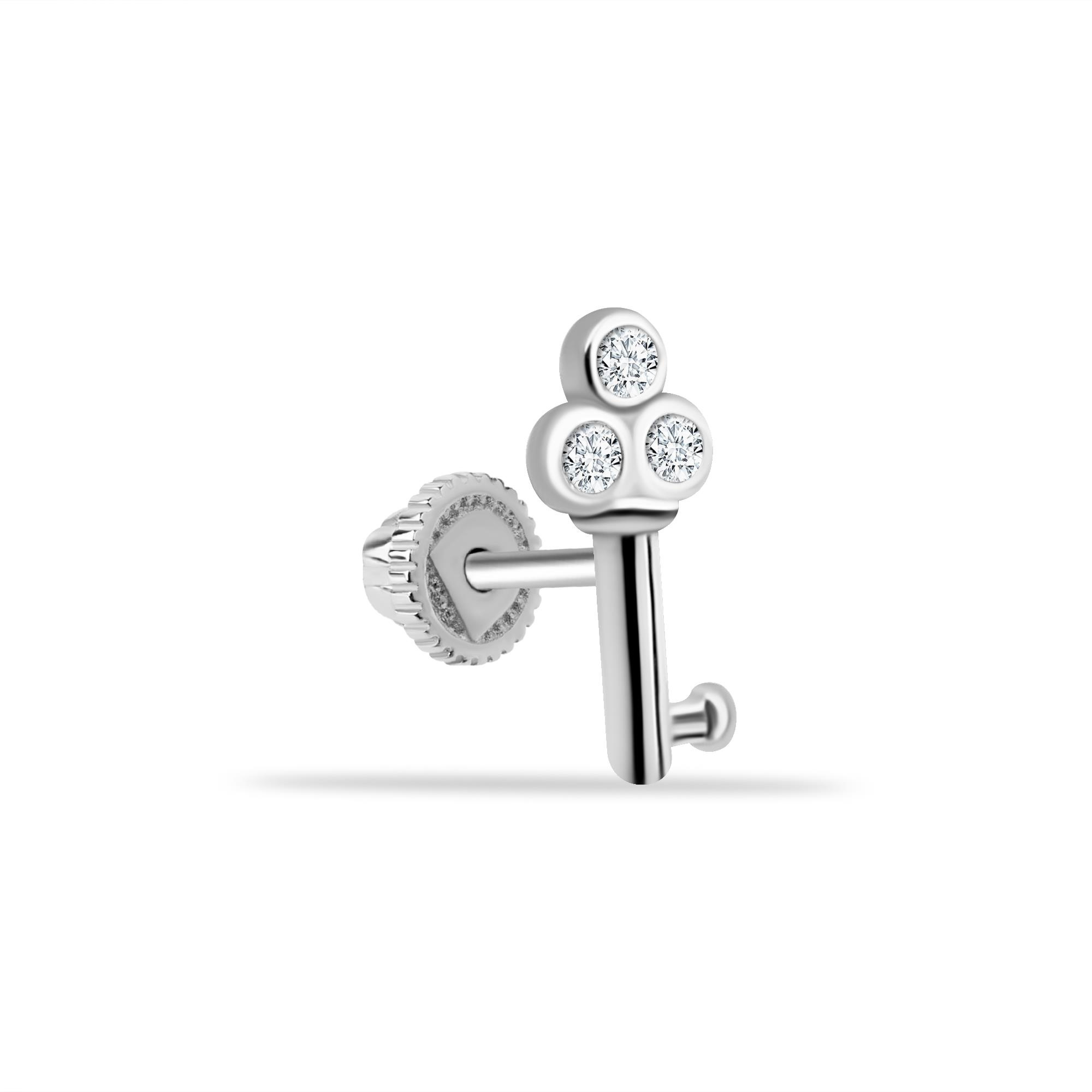 14 Ayar Altın Taşlı Anahtar Minimal Helix/Kıkırdak Piercing