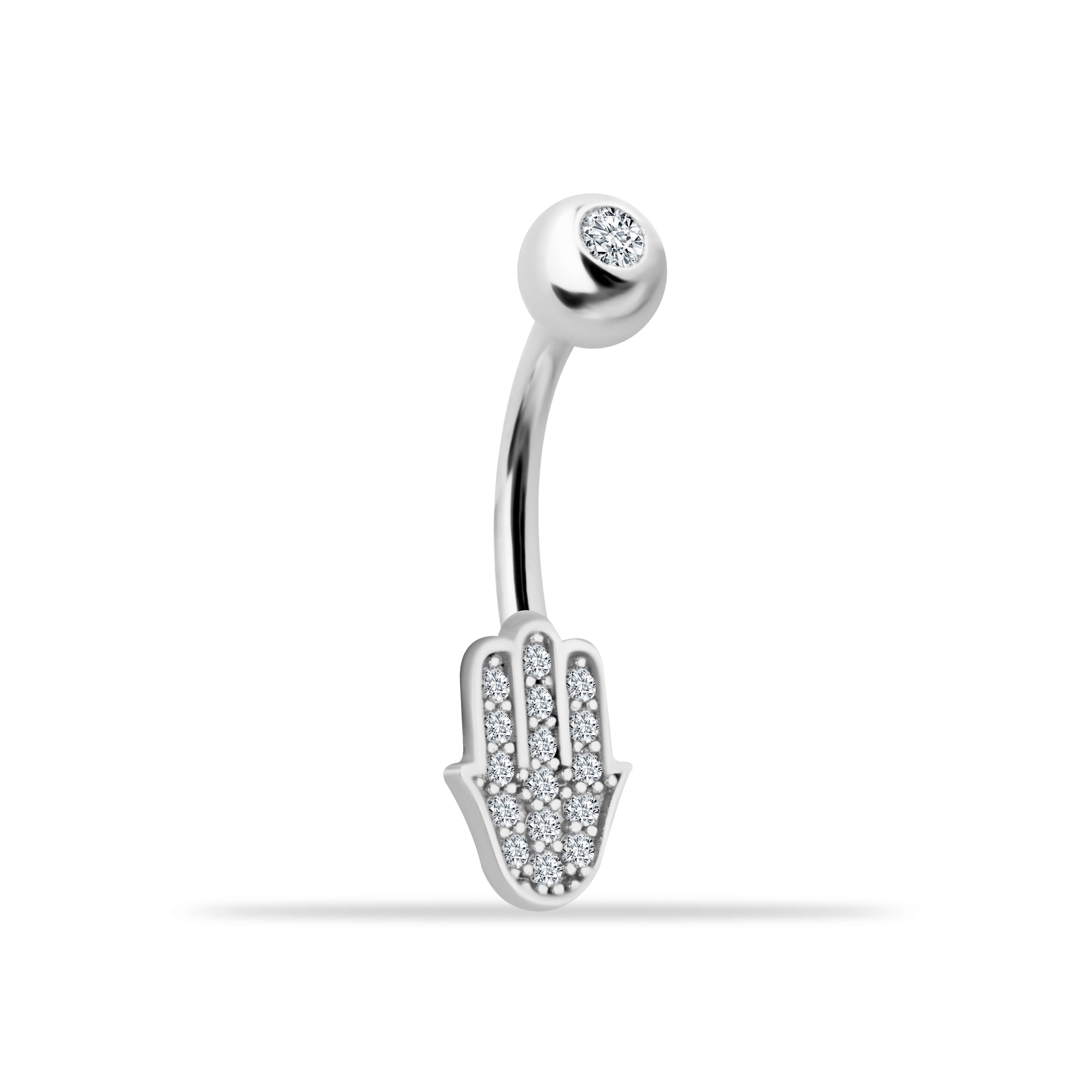 14 Ayar Altın Taşlı Ayıcık Motifli Sallantılı Göbek Piercing - Dianora Piercing