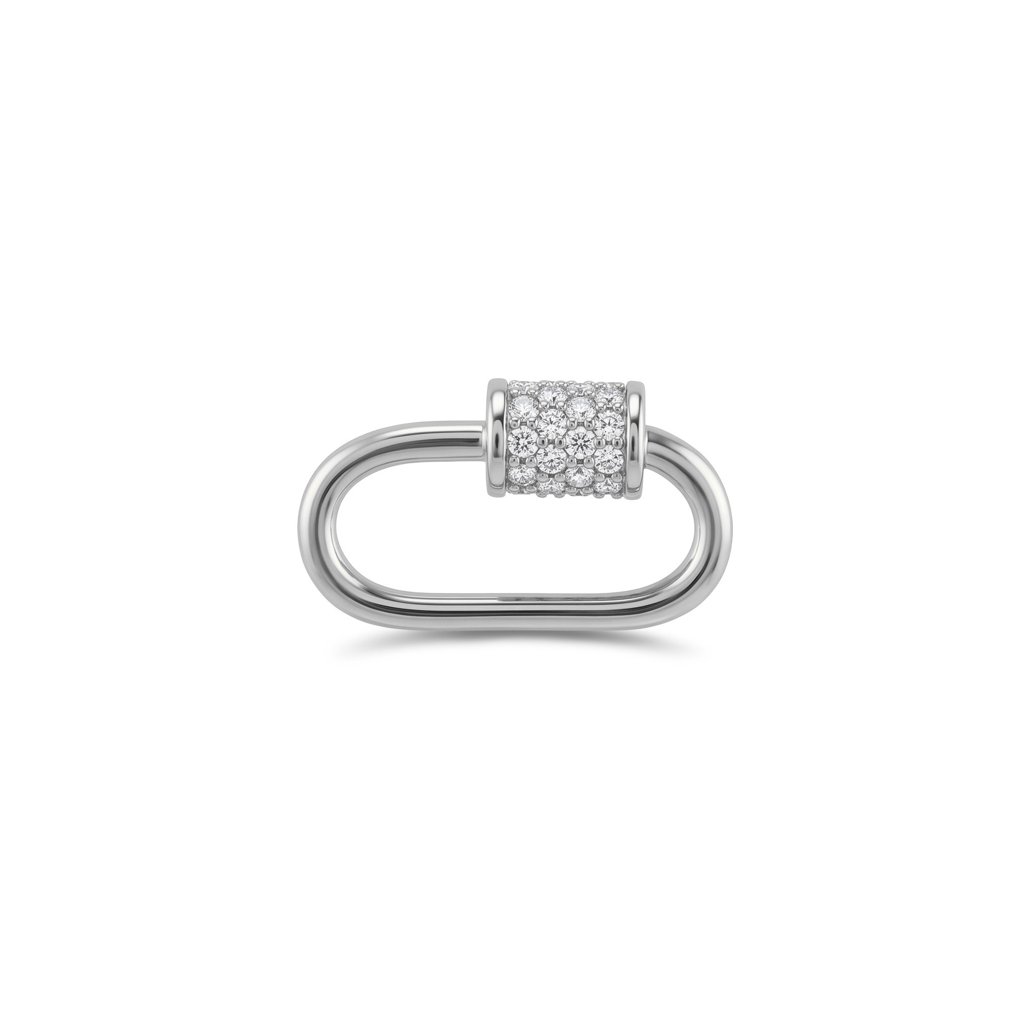 14 Ayar Altın Taşlı Charm Kilidi Carabiner - Dianora Piercing Jewelry