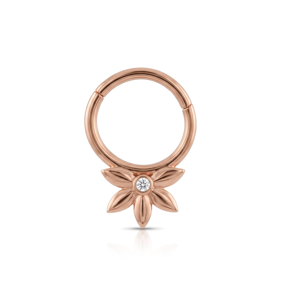 14 Ayar Altın Taşlı Çiçek Halka Piercing - Dianora Piercing Jewelry
