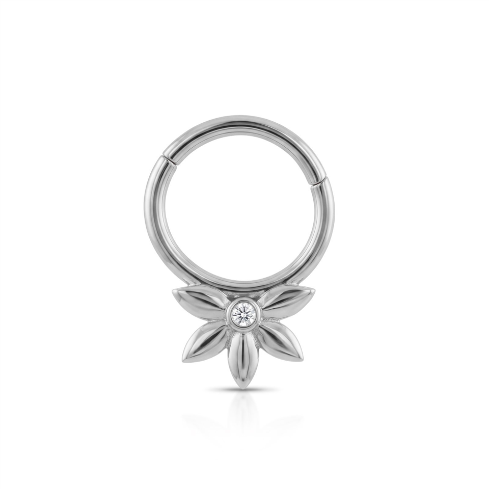 14 Ayar Altın Taşlı Çiçek Halka Piercing - Dianora Piercing Jewelry