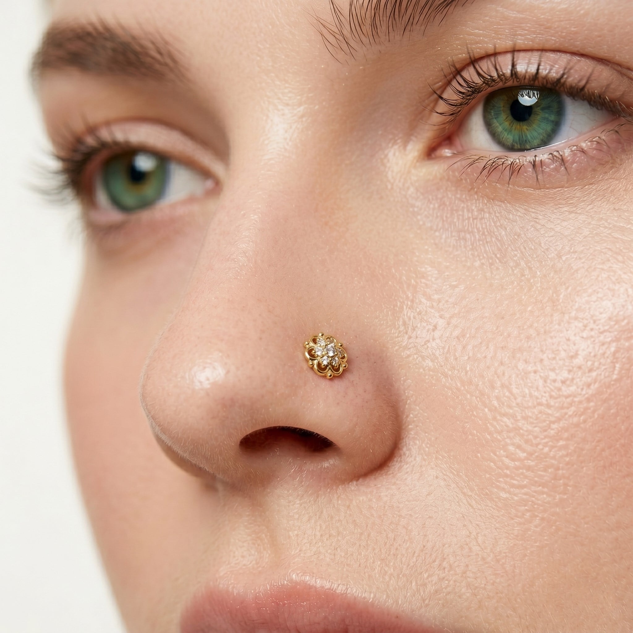 14 Ayar Altın Taşlı Çiçek Hızma - Dianora Piercing