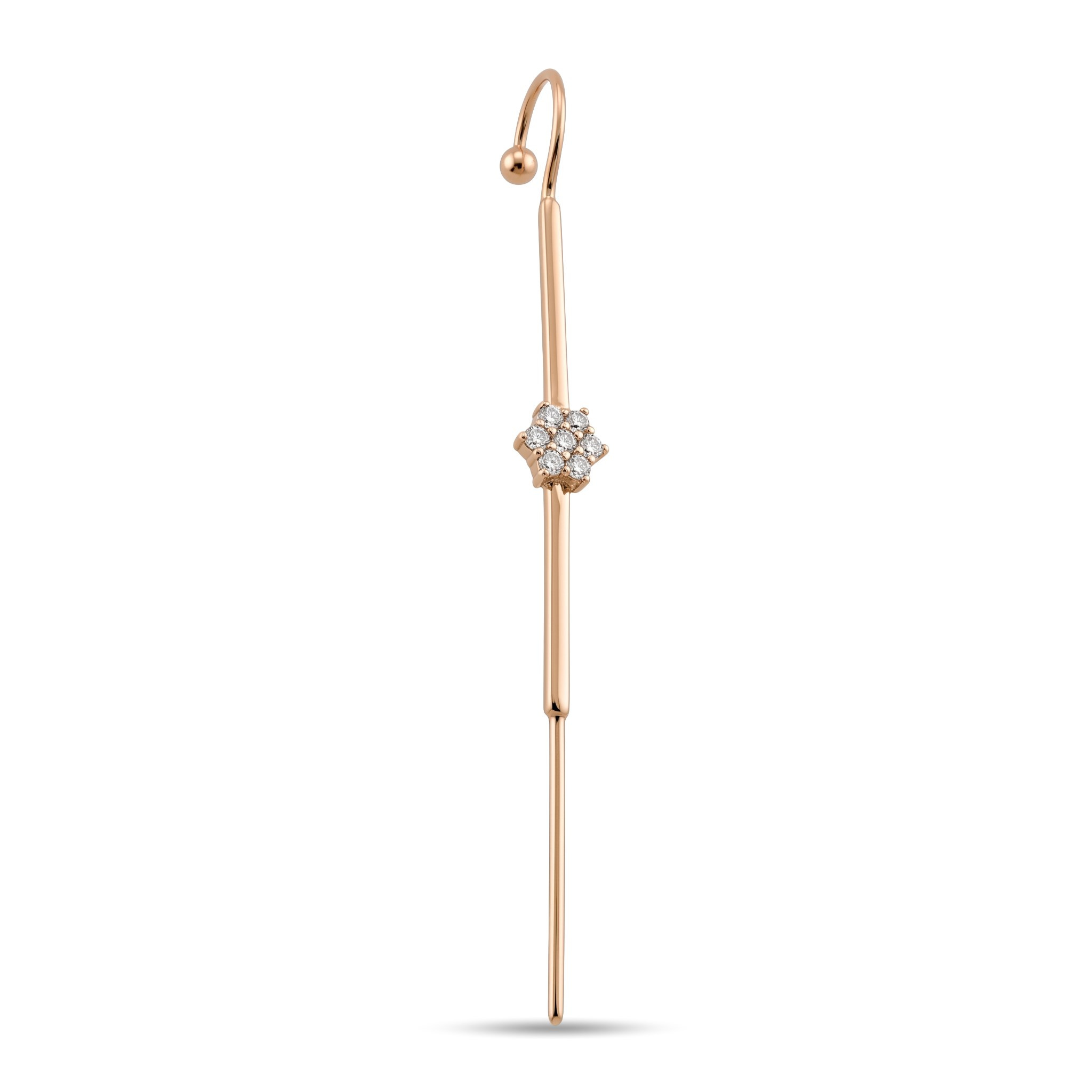 14 Ayar Altın Taşlı Çiçek Hook/Baston Küpe - Dianora Piercing Jewelry