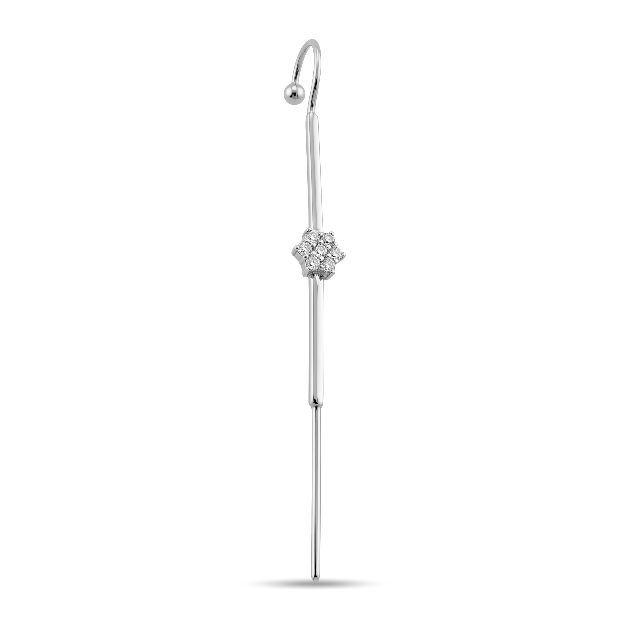 14 Ayar Altın Taşlı Çiçek Hook/Baston Küpe - Dianora Piercing Jewelry