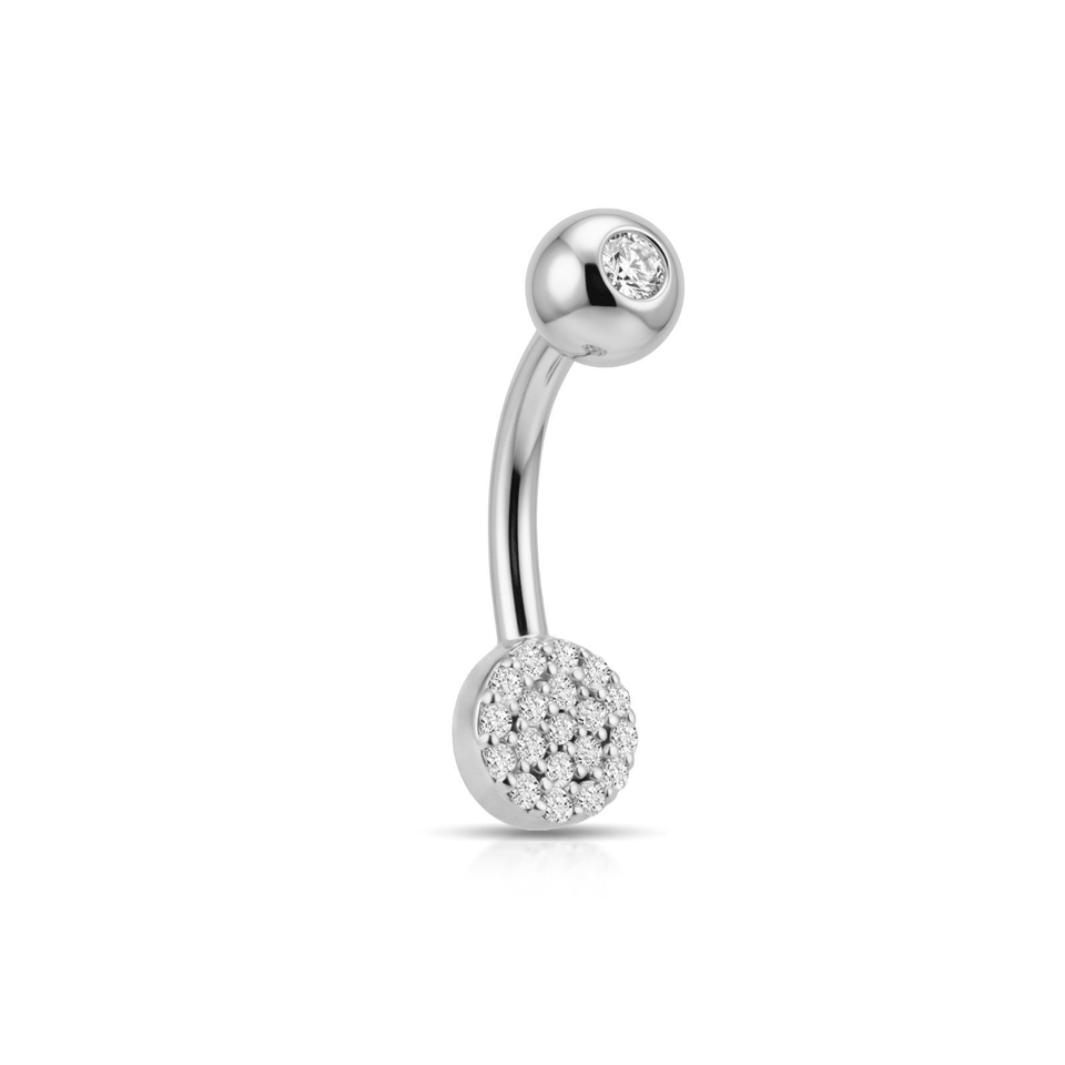 14 Ayar Altın Taşlı Daire Motifli Göbek Piercing - Dianora Piercing Jewelry