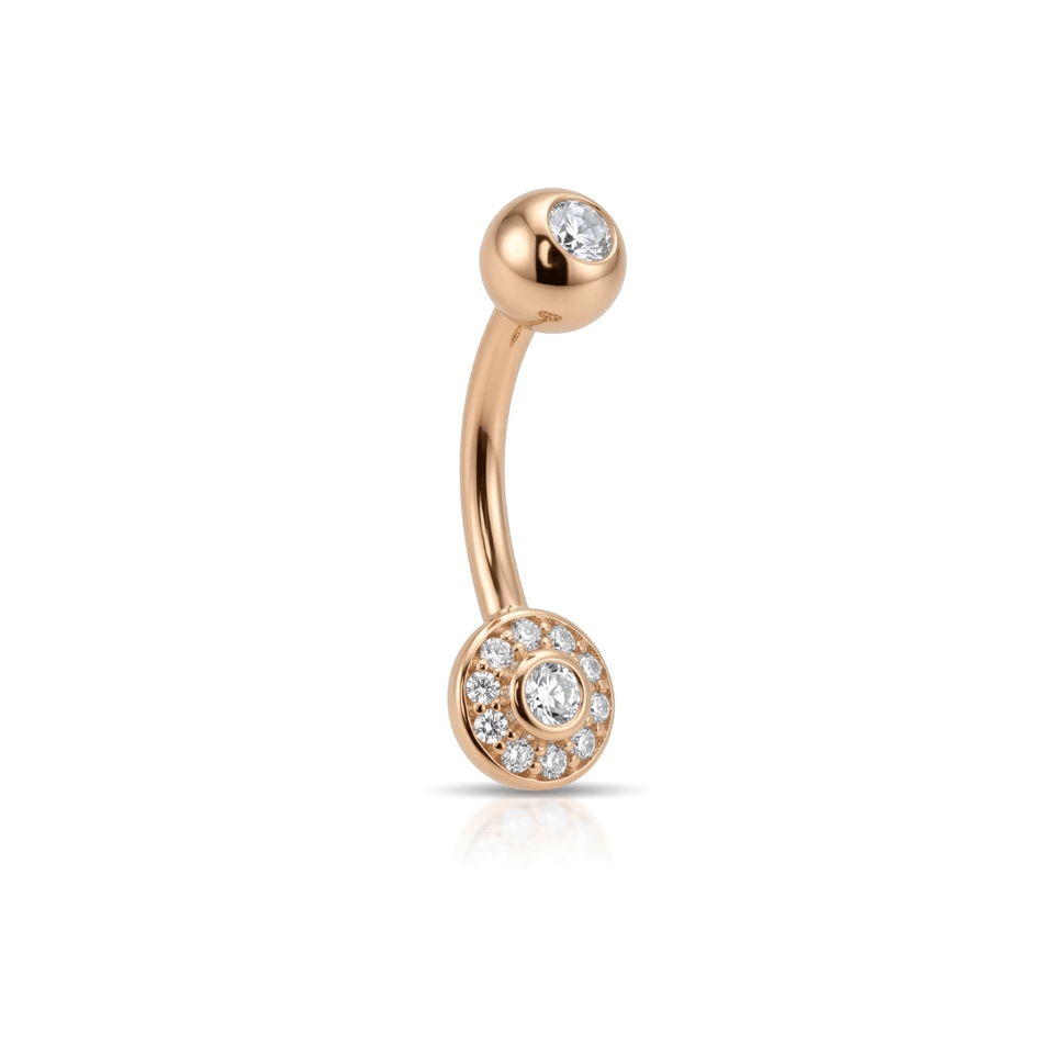 14 Ayar Altın Taşlı Daire Motifli Göbek Piercing - Dianora Piercing Jewelry