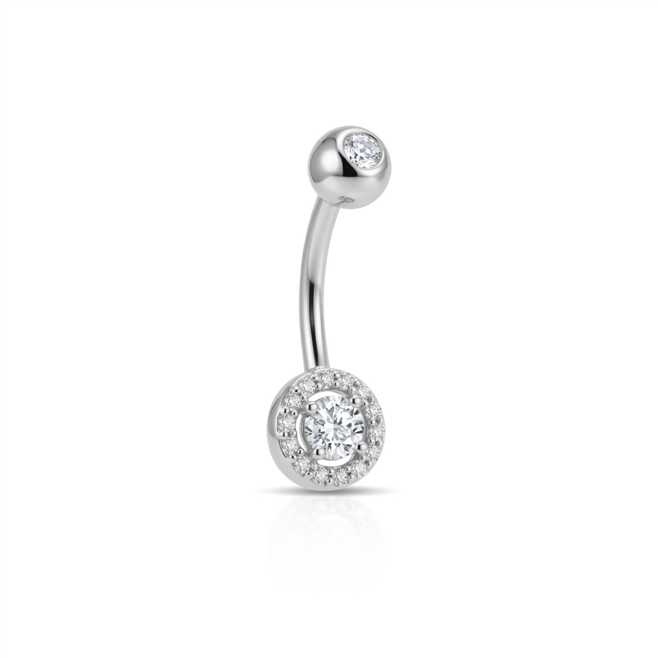 14 Ayar Altın Taşlı Daire Motifli Göbek Piercing - Dianora Piercing Jewelry