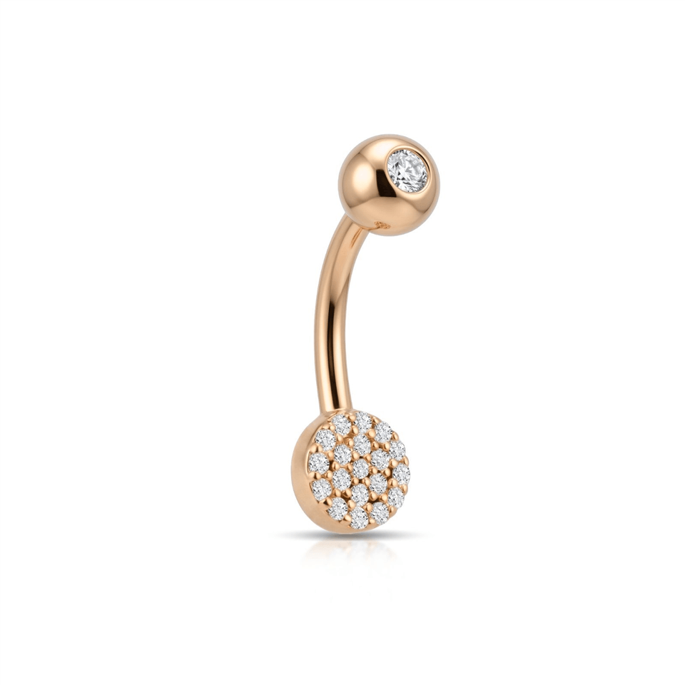 14 Ayar Altın Taşlı Daire Motifli Göbek Piercing - Dianora Piercing Jewelry