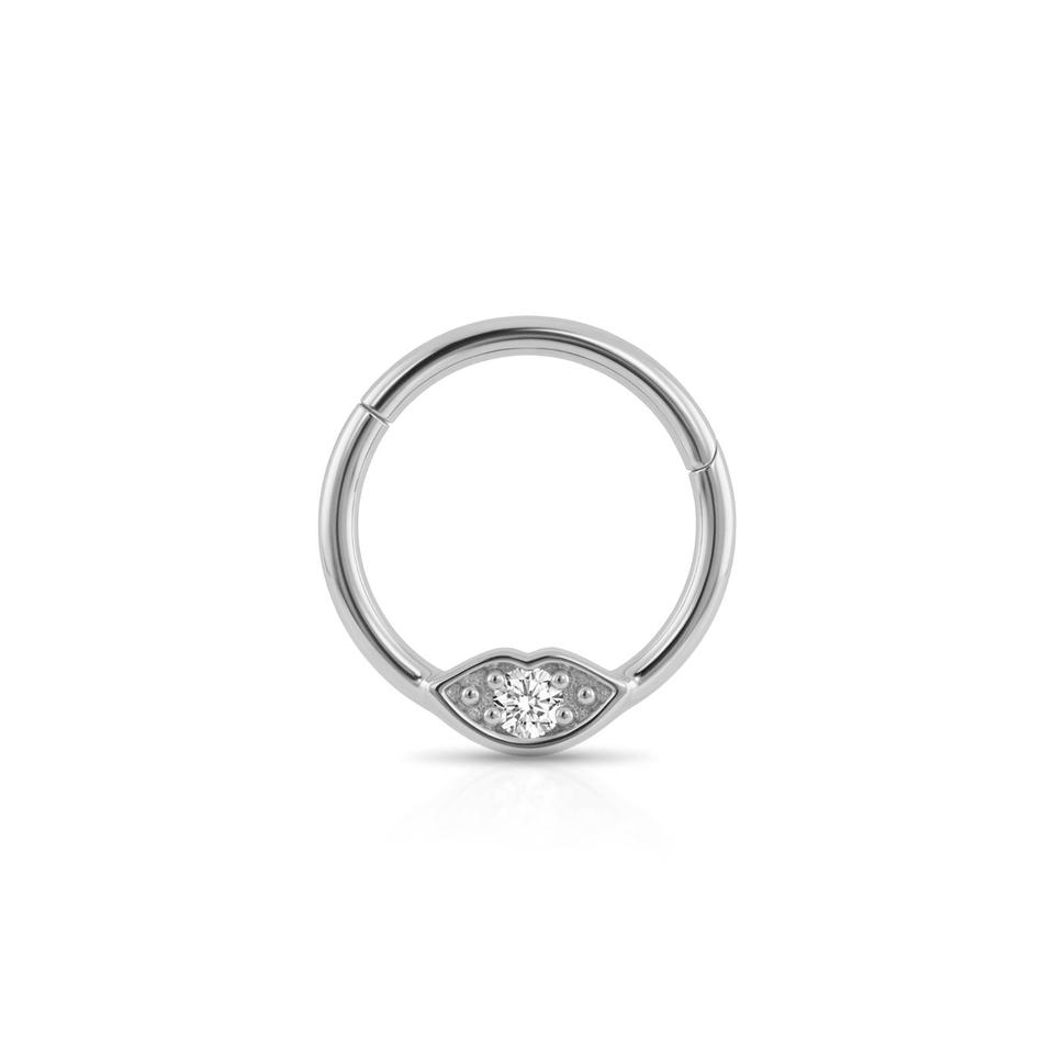 14 Ayar Altın Taşlı Dudak Minimal Halka Piercing - Dianora Piercing Jewelry