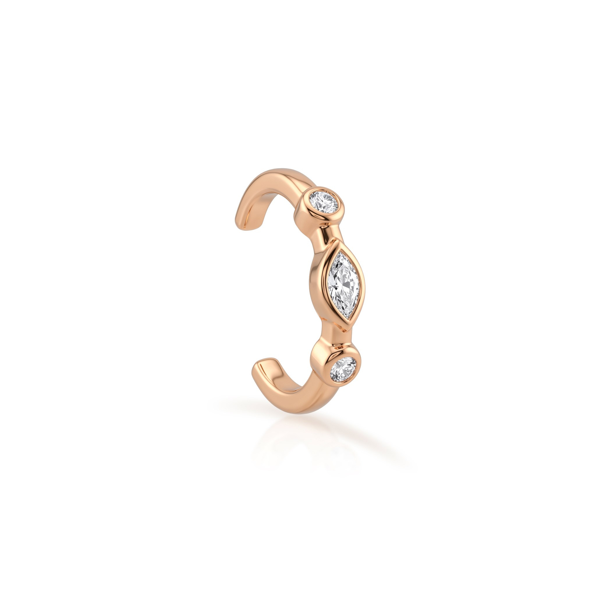 14 Ayar Altın Taşlı Earcuff Kıkırdak Küpe - Dianora Piercing Jewelry