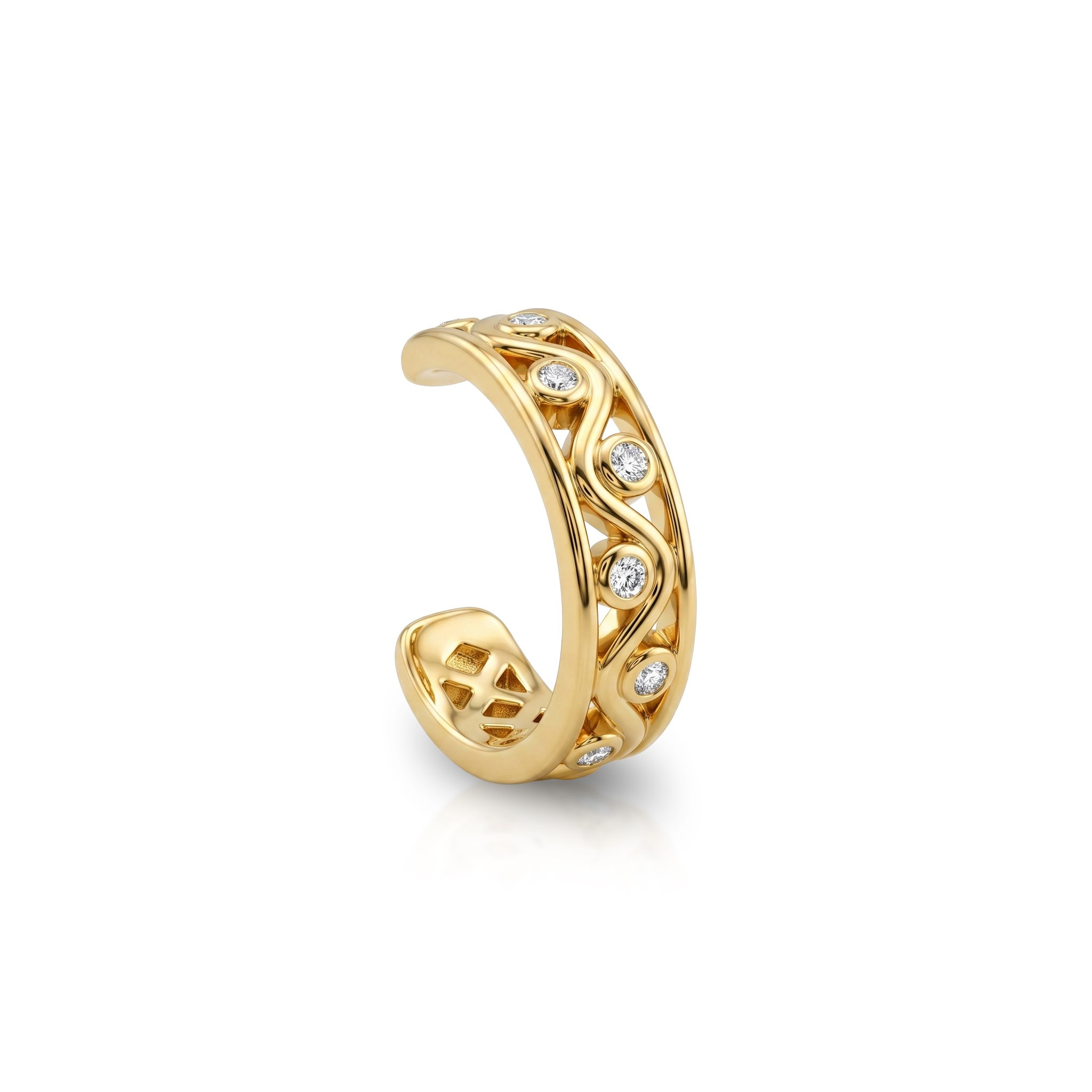 14 Ayar Altın Taşlı Earcuff Kıkırdak Küpe - Dianora Piercing Jewelry
