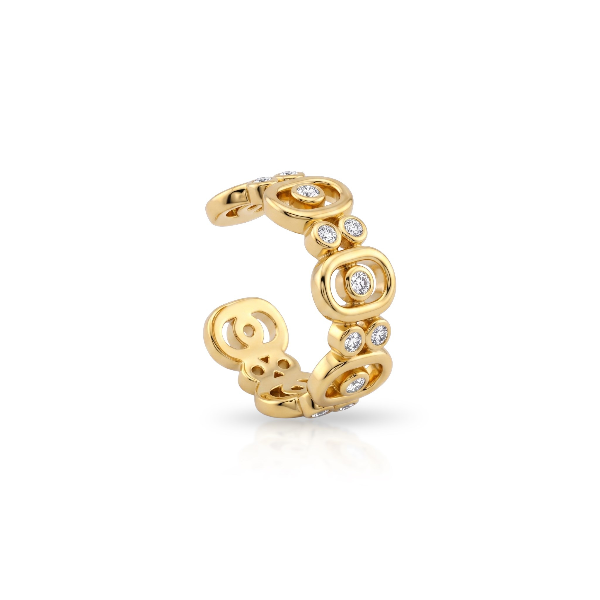 14 Ayar Altın Taşlı Earcuff Kıkırdak Küpe - Dianora Piercing Jewelry