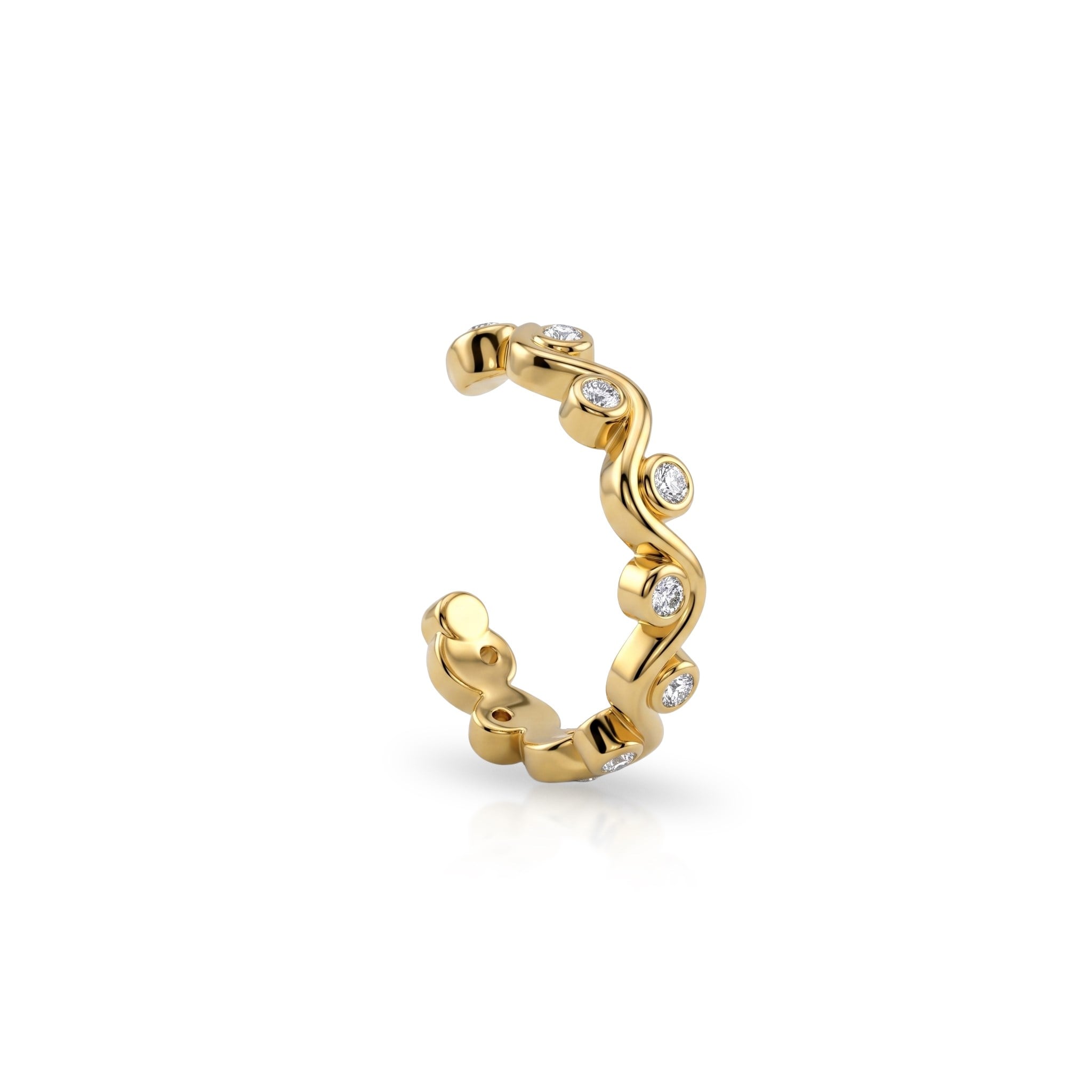 14 Ayar Altın Taşlı Earcuff Kıkırdak Küpe - Dianora Piercing Jewelry
