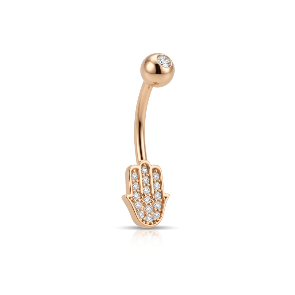 14 Ayar Altın Taşlı Fatma Ana Göbek Piercing - Dianora Piercing Jewelry