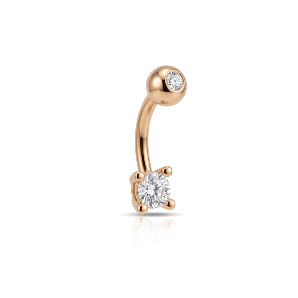 14 Ayar Altın Taşlı Göbek Piercing  - Dianora Piercing Jewelry