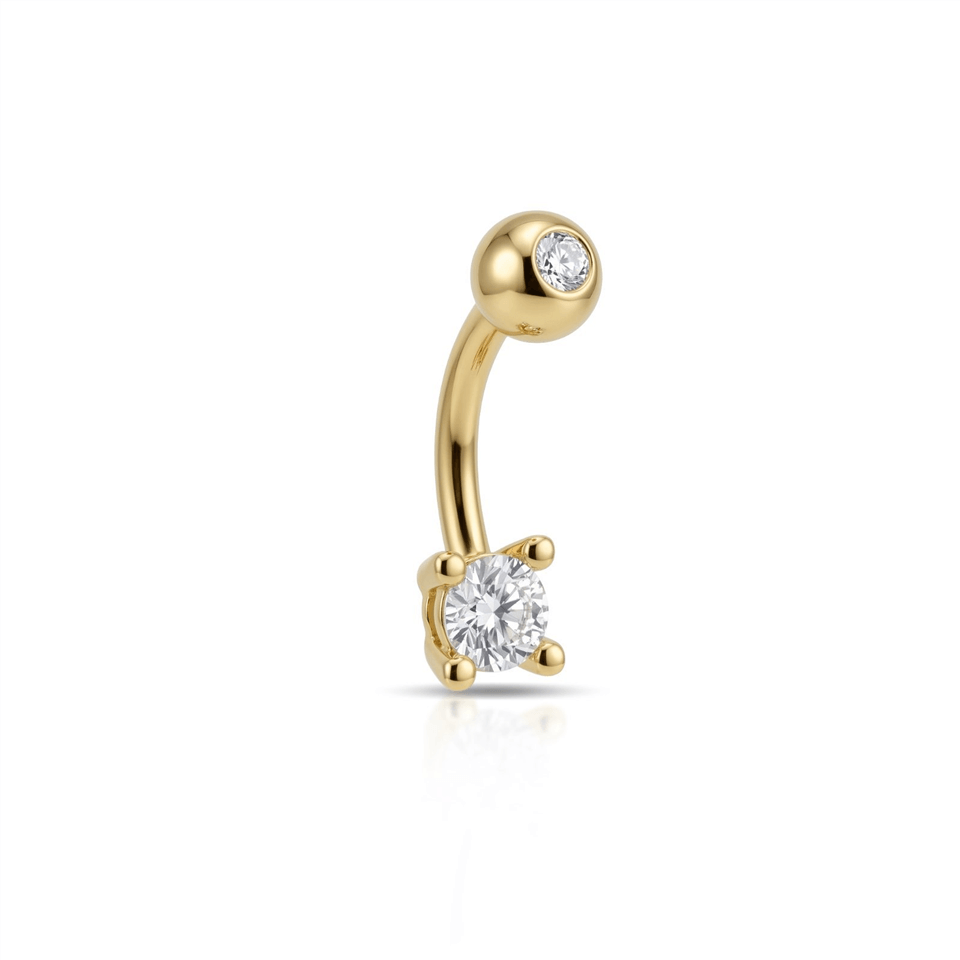 14 Ayar Altın Taşlı Göbek Piercing  - Dianora Piercing Jewelry