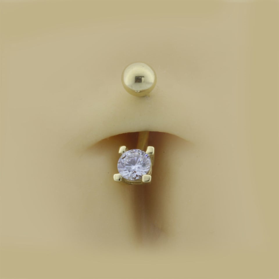 14 Ayar Altın Taşlı Göbek Piercing  - Dianora Piercing