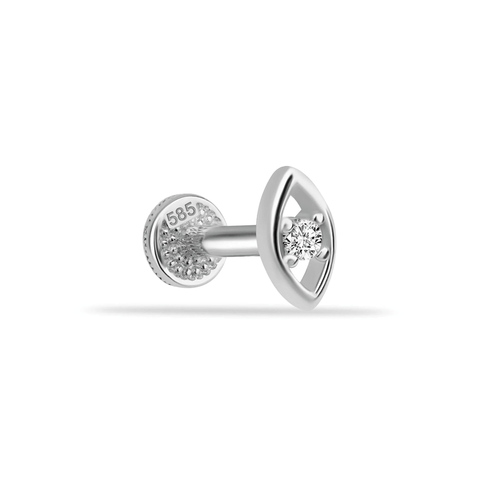 14 Ayar Altın Taşlı Göz Minimal Tragus Piercing - Dianora Piercing Jewelry