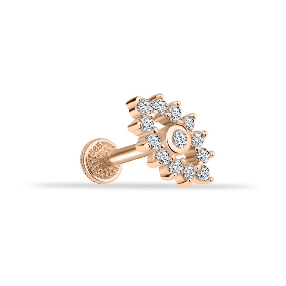 14 Ayar Altın Taşlı Göz Tragus Piercing - Dianora Piercing Jewelry