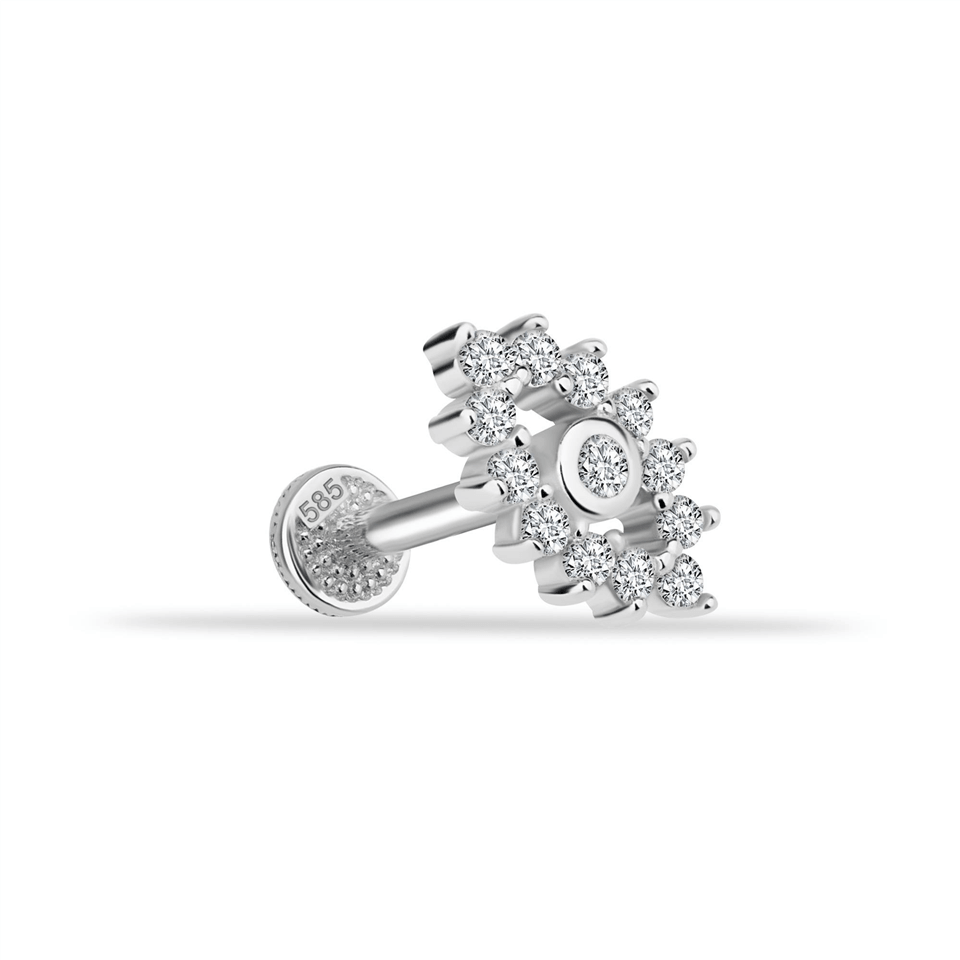 14 Ayar Altın Taşlı Göz Tragus Piercing - Dianora Piercing Jewelry