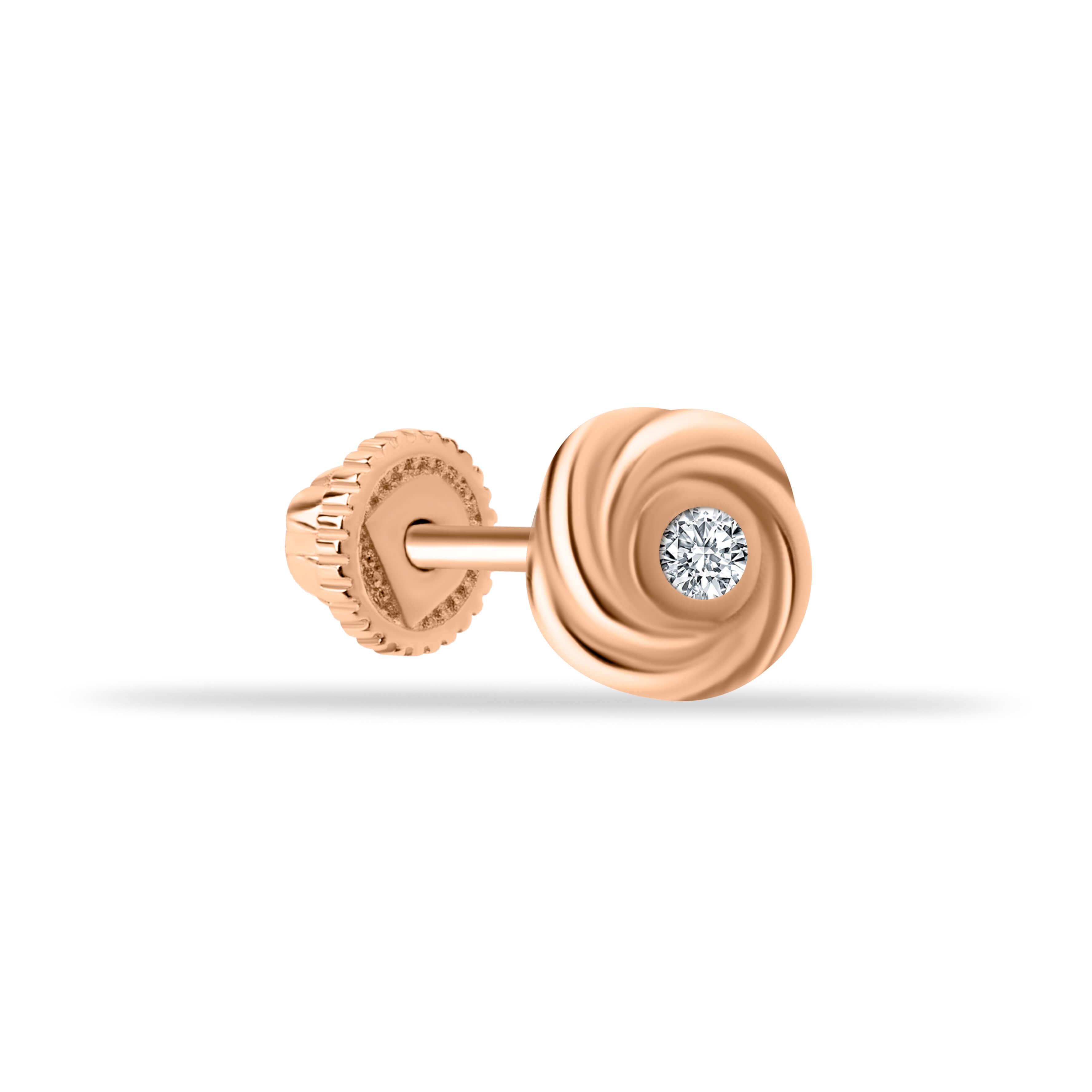 14 Ayar Altın Taşlı Gül Minimal Helix/Kıkırdak Piercing - Dianora Piercing