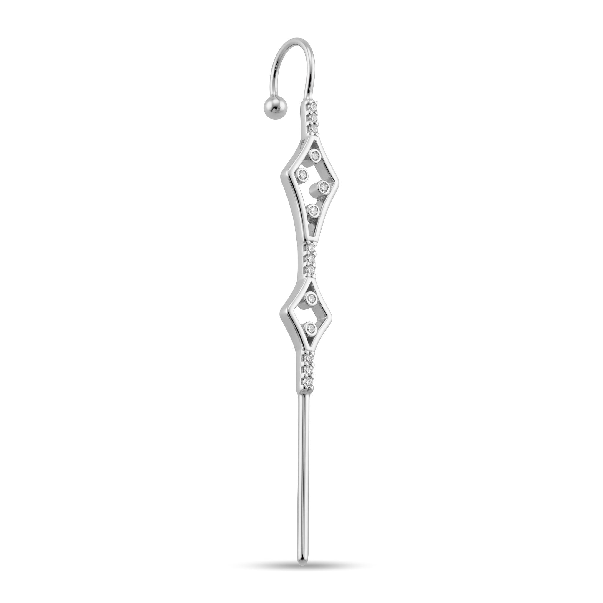 14 Ayar Altın Taşlı Hook/Baston Küpe - Dianora Piercing Jewelry