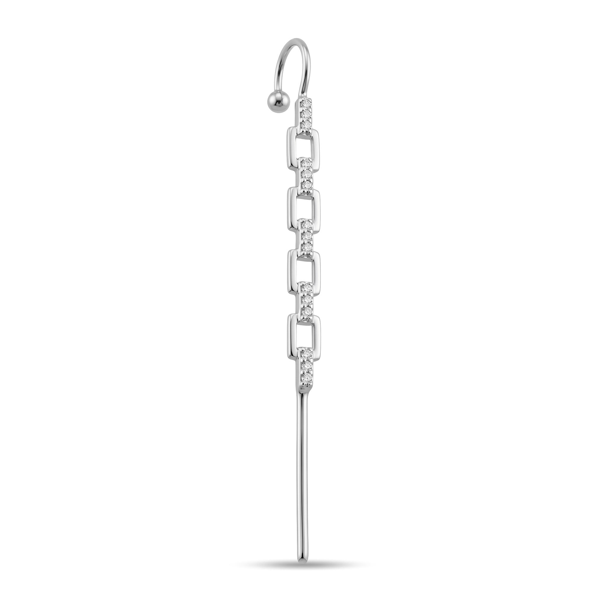 14 Ayar Altın Taşlı Hook/Baston Küpe - Dianora Piercing Jewelry