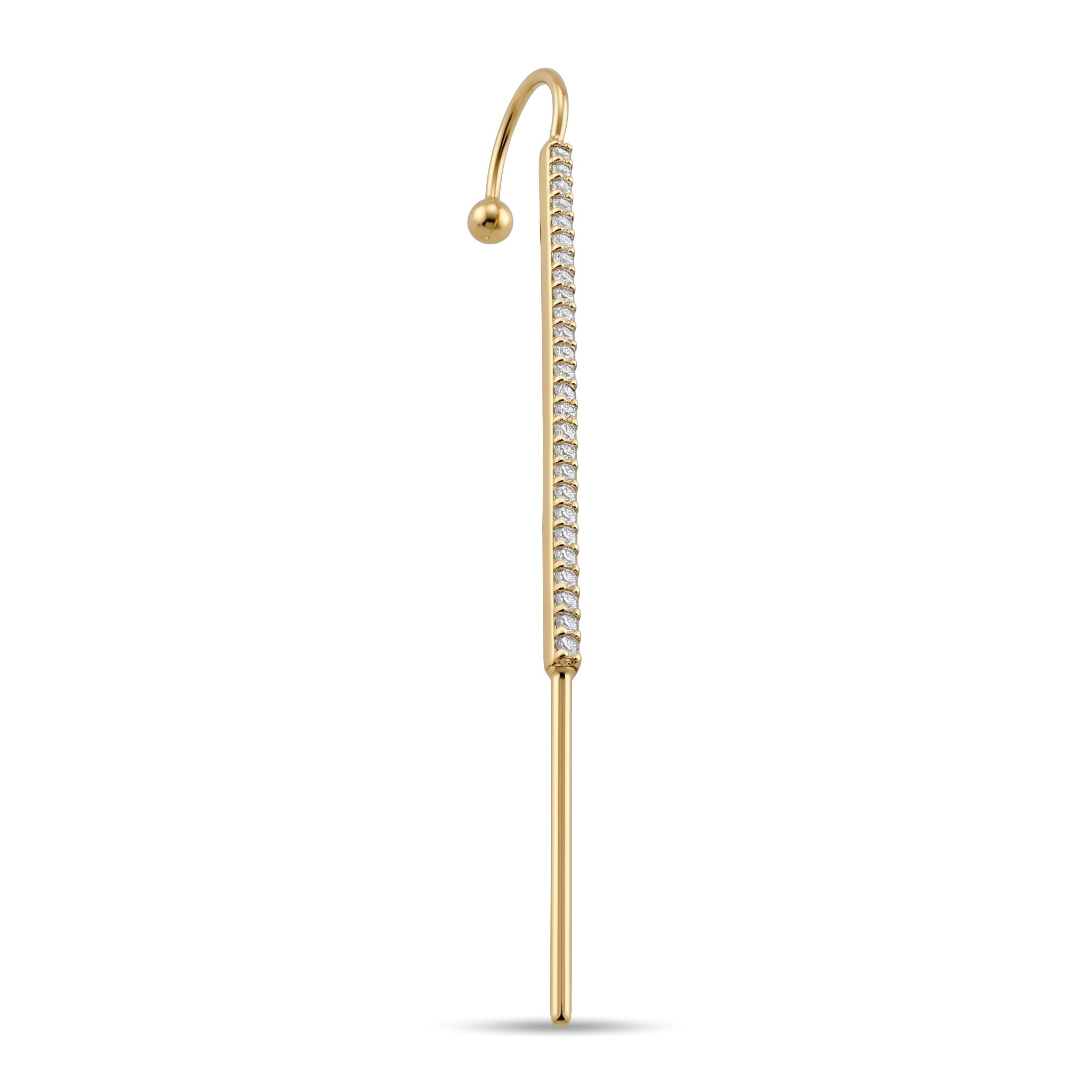 14 Ayar Altın Taşlı Hook/Baston Küpe - Dianora Piercing Jewelry