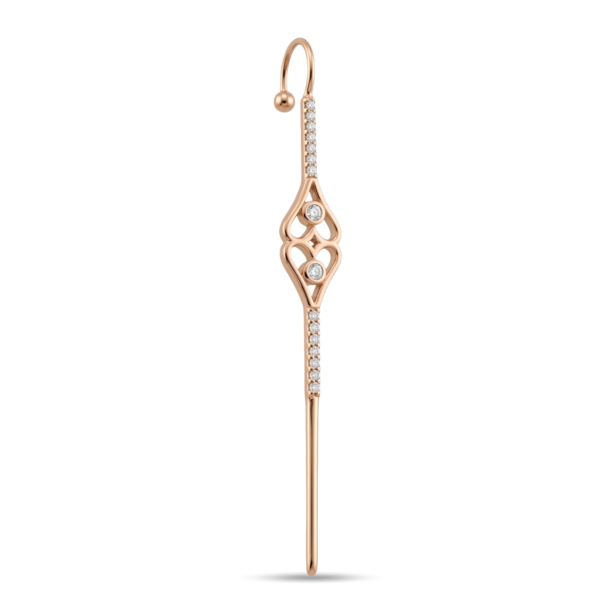 14 Ayar Altın Taşlı Hook/Baston Küpe - Dianora Piercing Jewelry