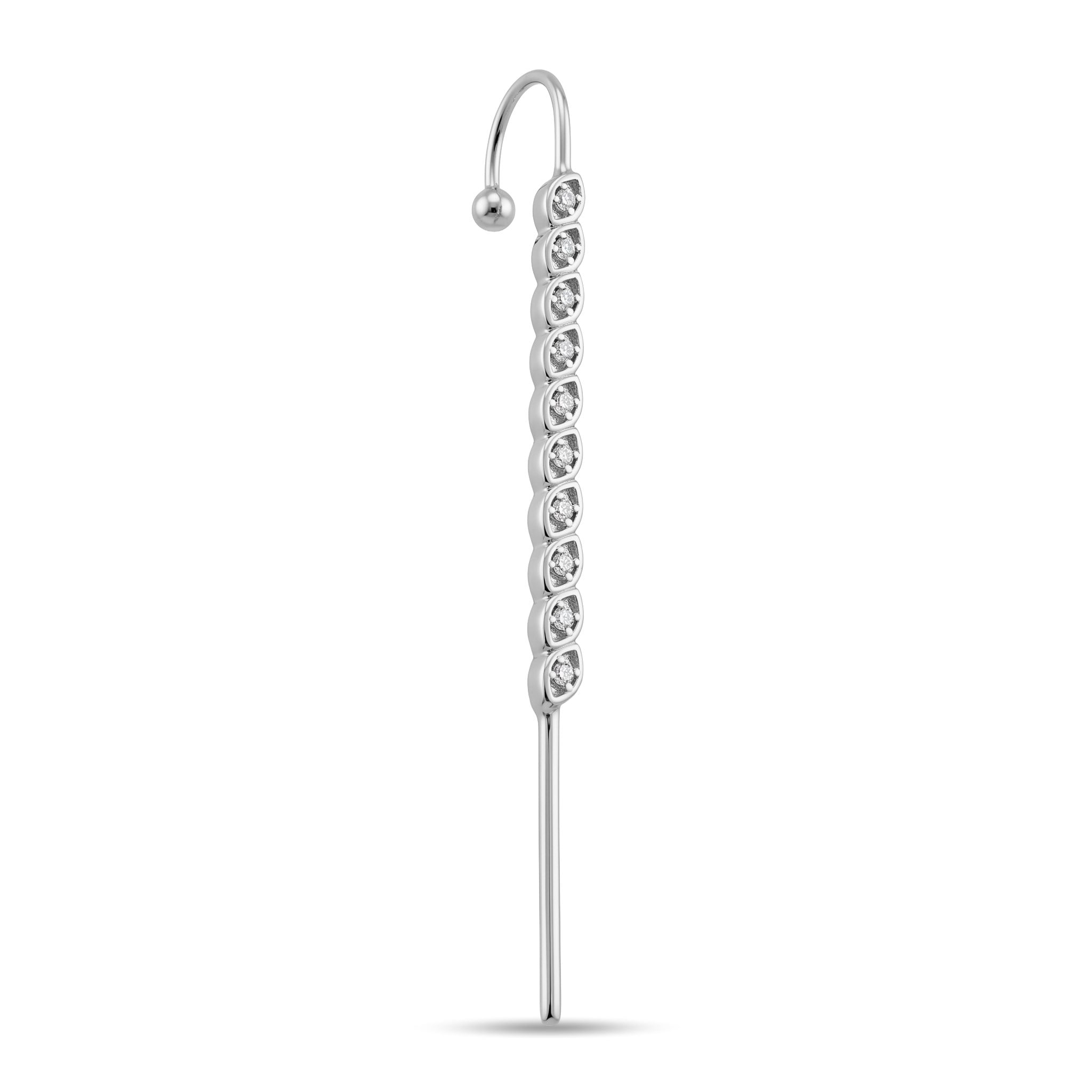 14 Ayar Altın Taşlı Hook/Baston Küpe - Dianora Piercing Jewelry