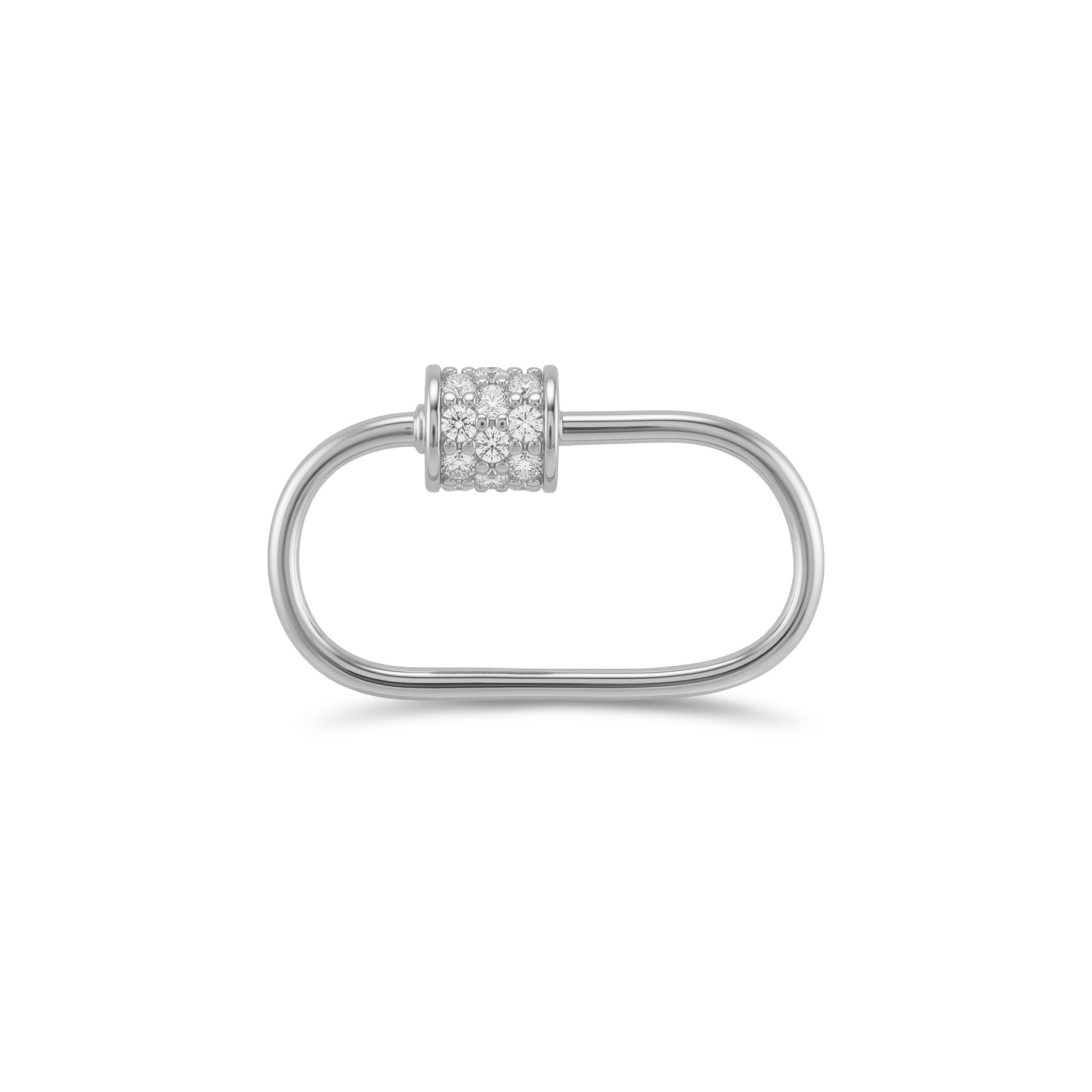 14 Ayar Altın Taşlı İnce Charm Kilidi Carabiner - Dianora Piercing Jewelry
