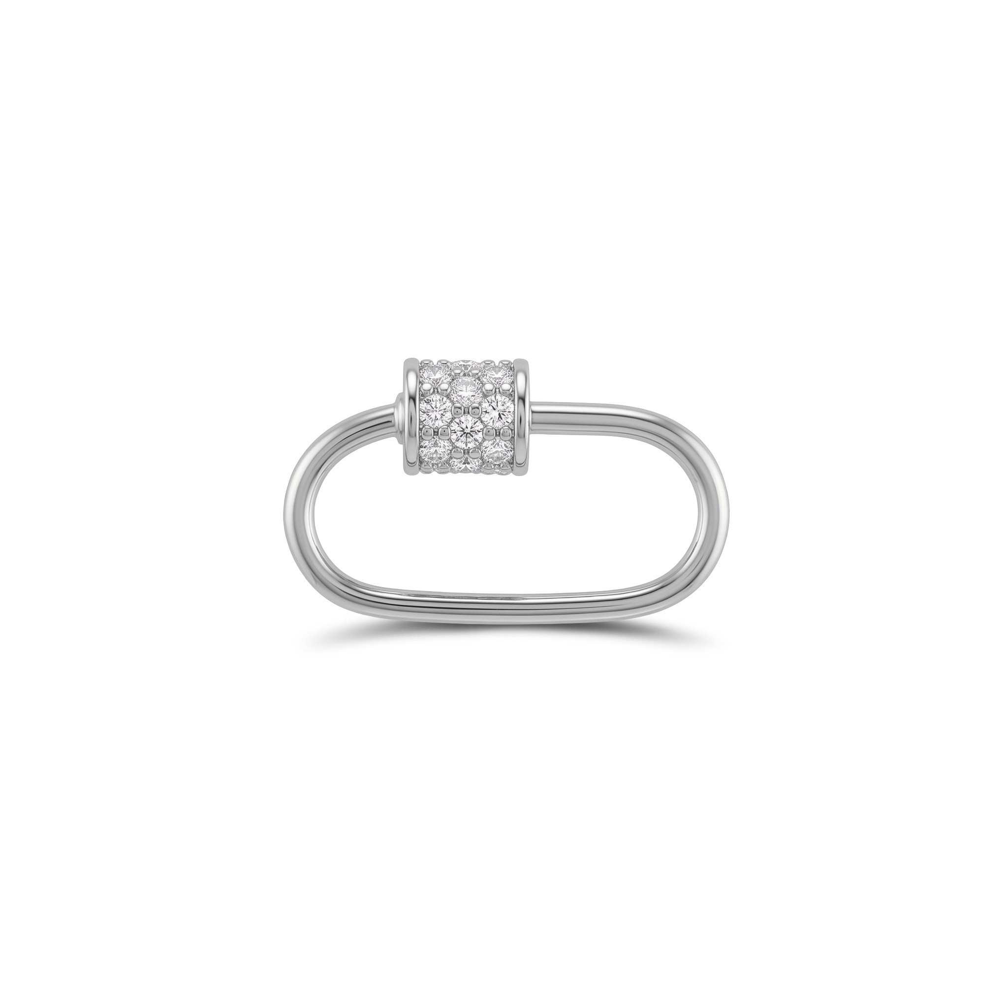 14 Ayar Altın Taşlı İnce Charm Kilidi Carabiner - Dianora Piercing Jewelry