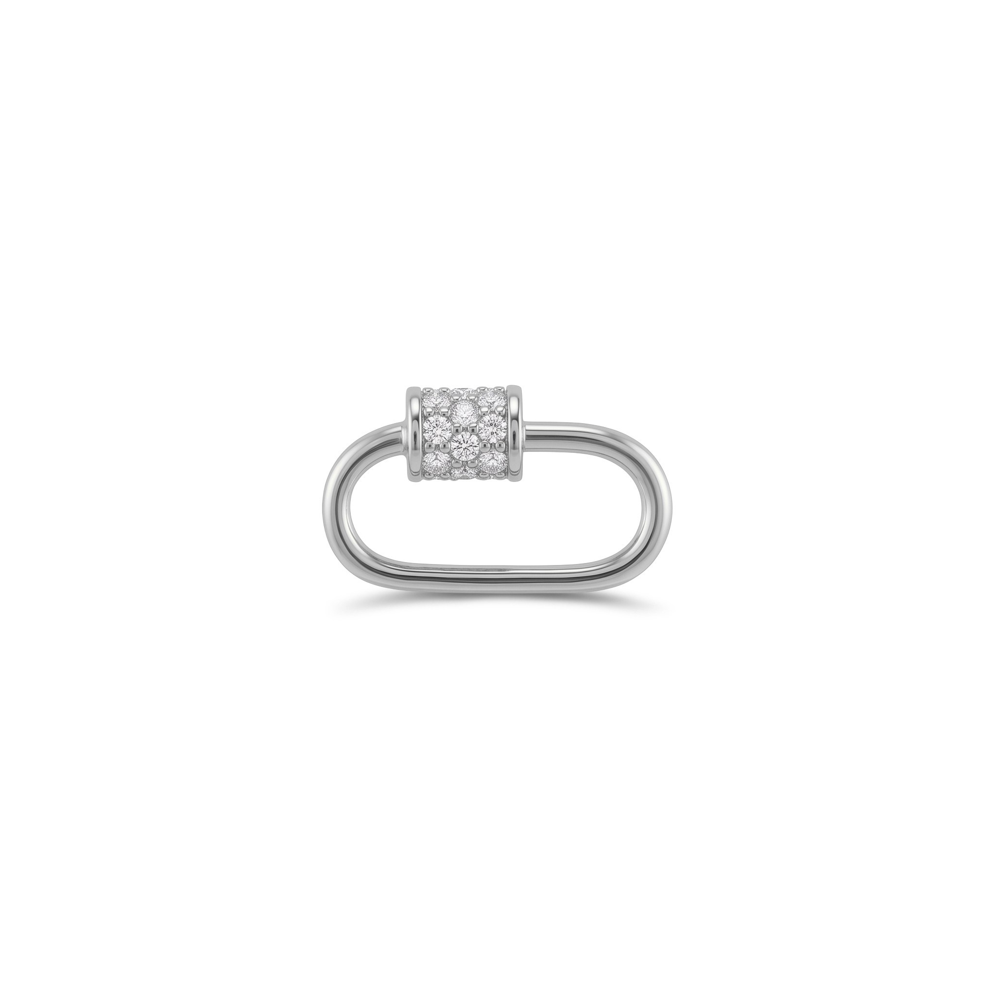 14 Ayar Altın Taşlı İnce Charm Kilidi Carabiner - Dianora Piercing Jewelry