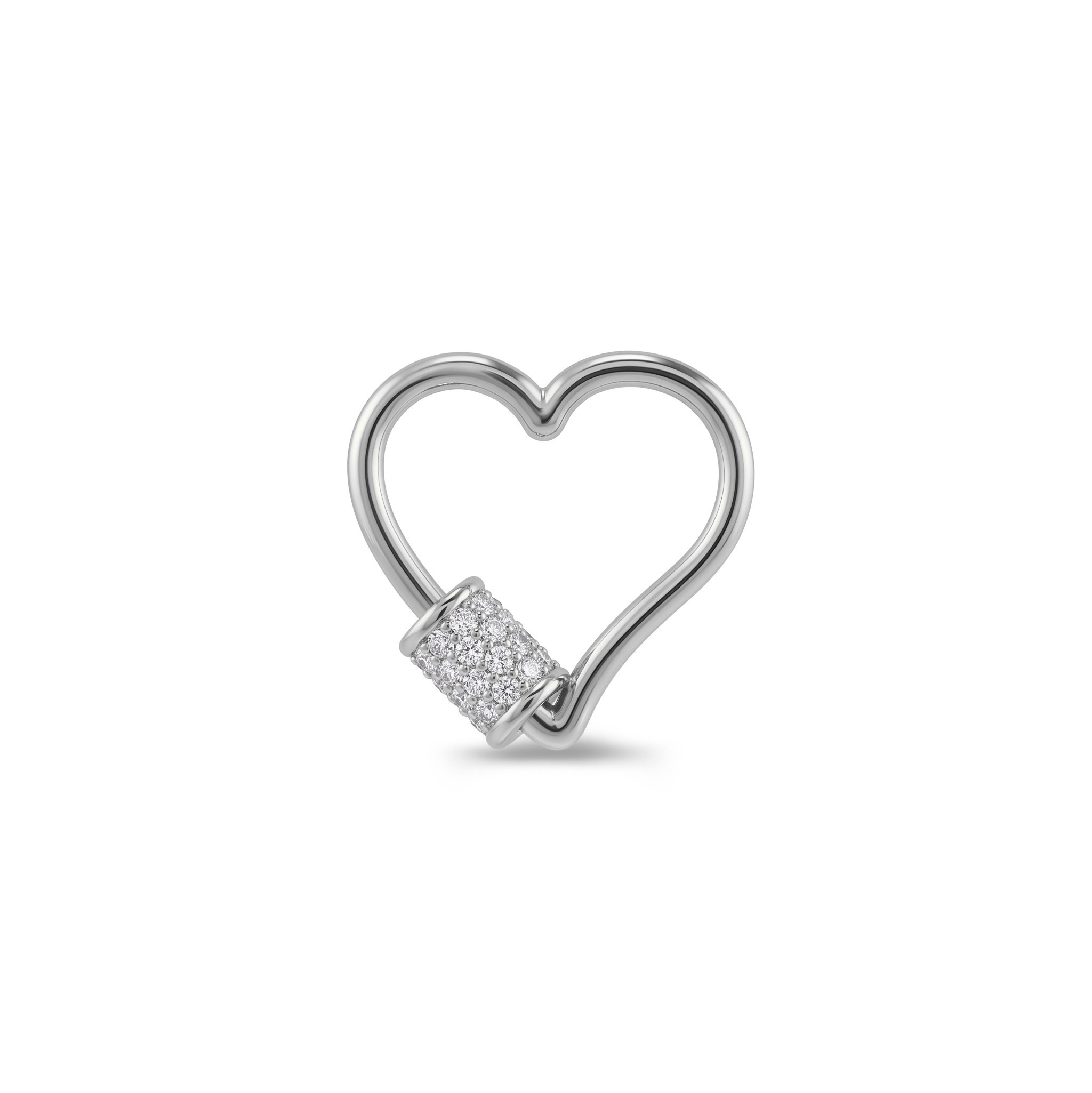 14 Ayar Altın Taşlı Kalp Charm Kilidi Carabiner - Dianora Piercing Jewelry