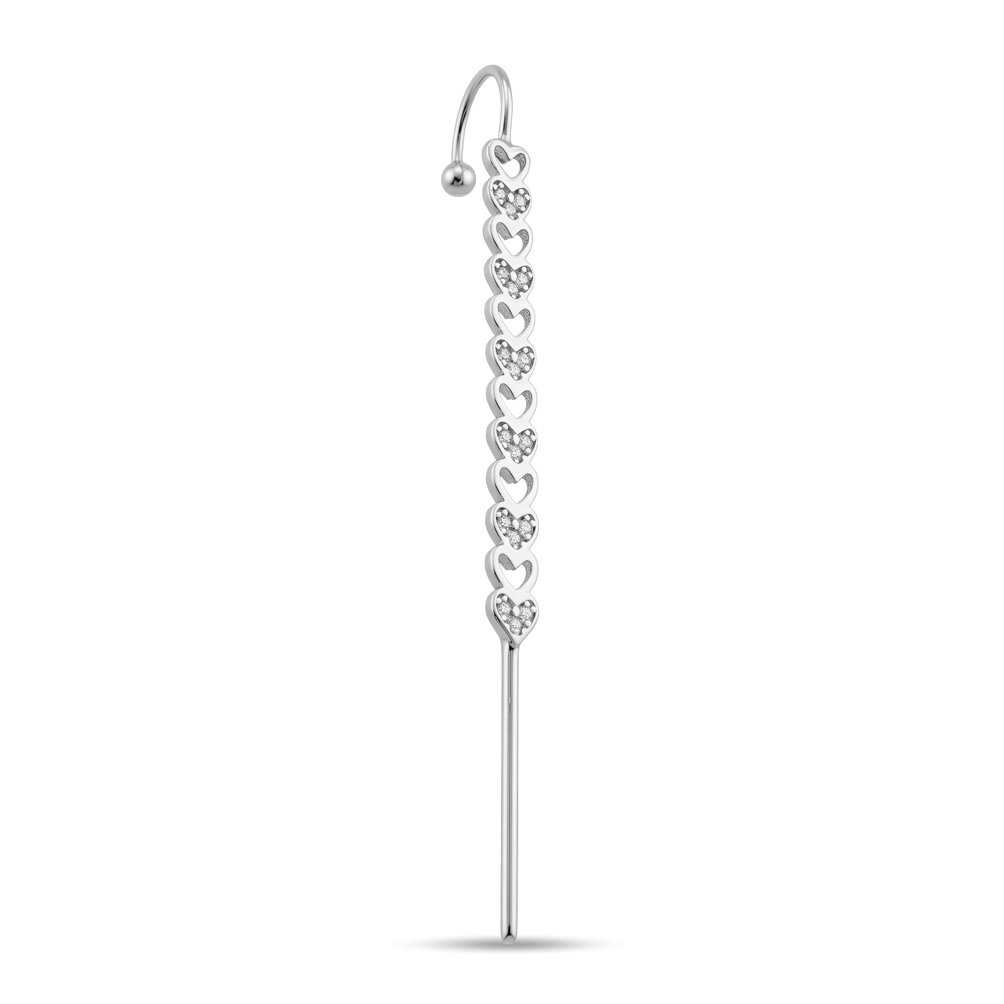 14 Ayar Altın Taşlı Kalp Hook/Baston Küpe - Dianora Piercing Jewelry