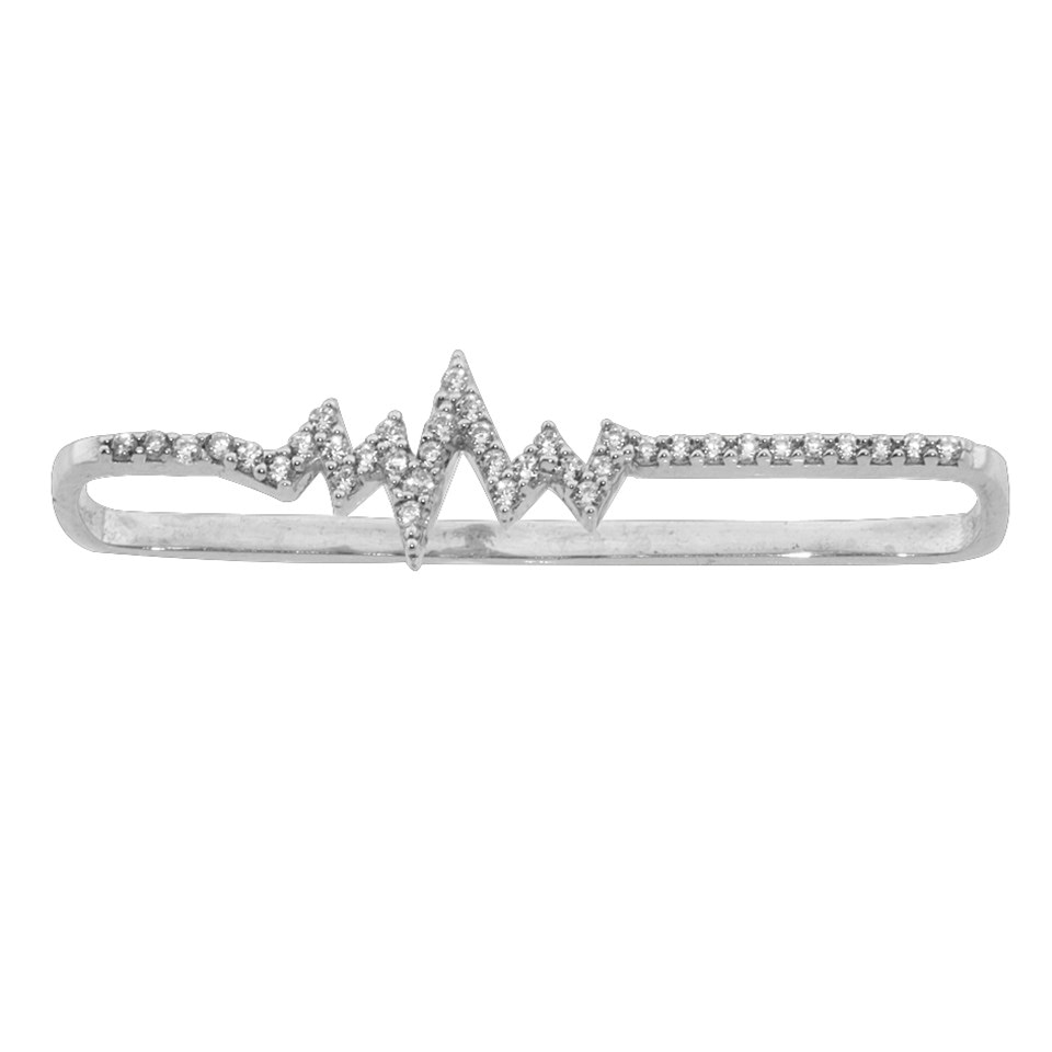 14 Ayar Altın Taşlı Kalp Ritmi Industrial Earcuff - Dianora Piercing