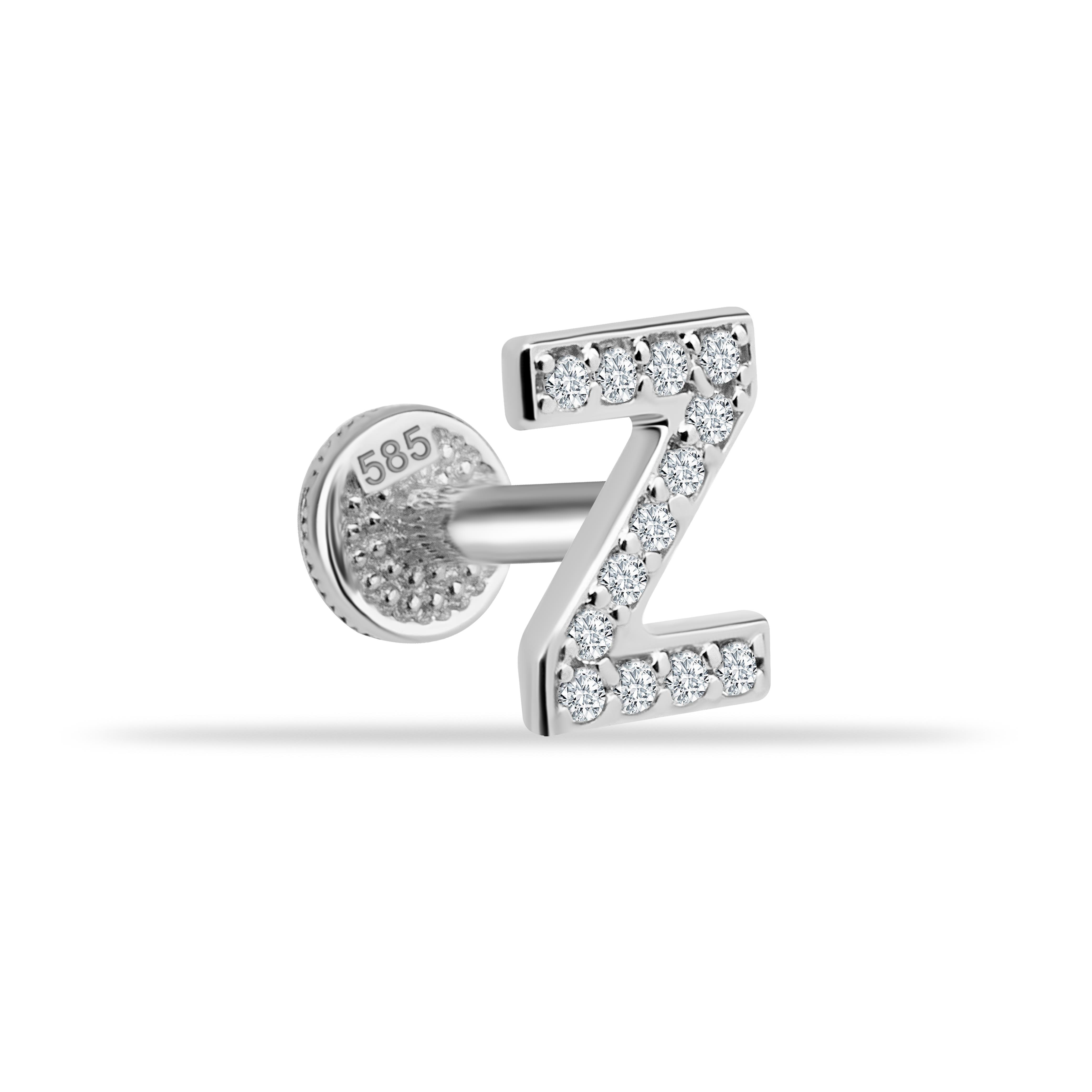 14 Ayar Altın Taşlı Kalp Sallantılı Minimal Tragus Piercing - Dianora Piercing