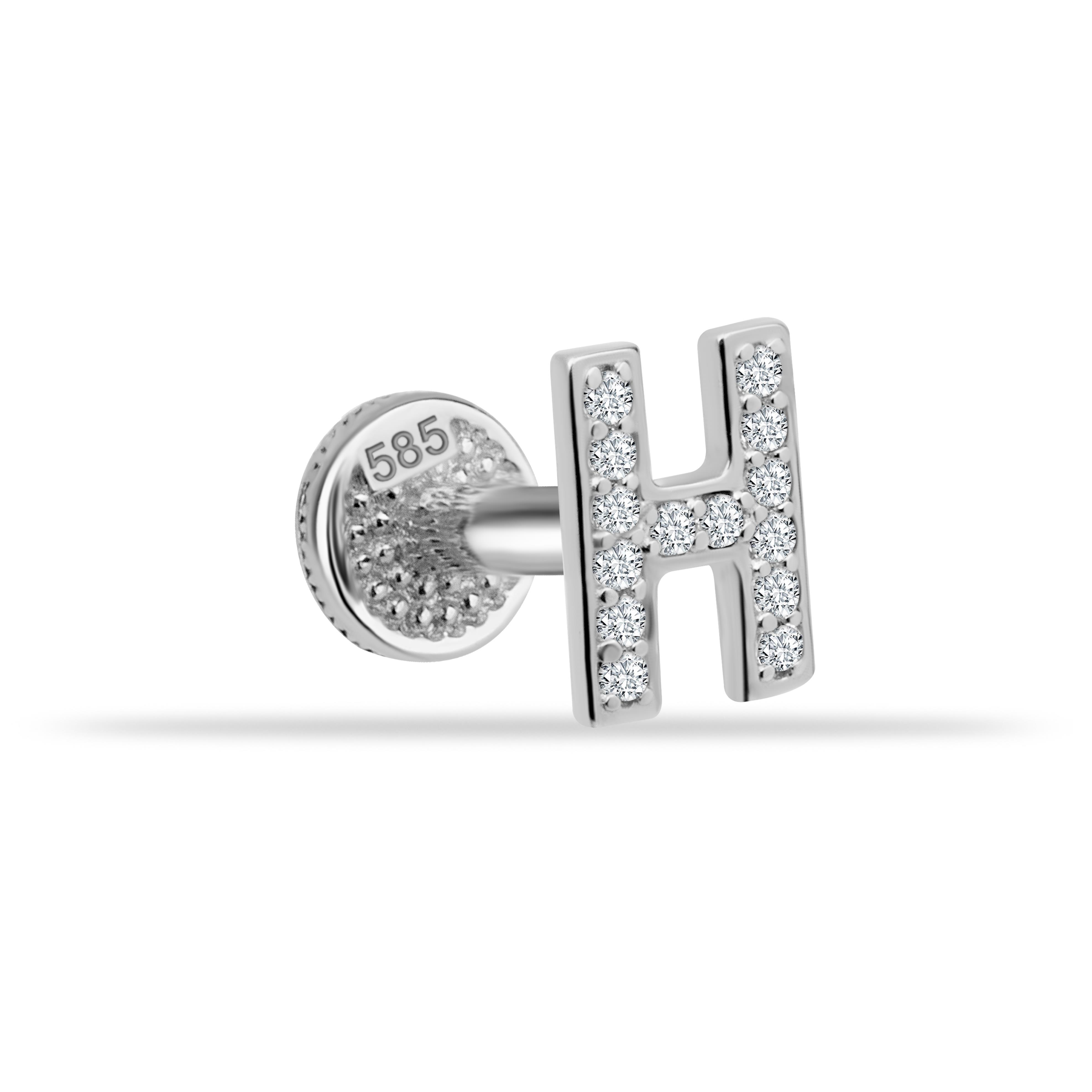 14 Ayar Altın Taşlı Kalp Sallantılı Minimal Tragus Piercing - Dianora Piercing