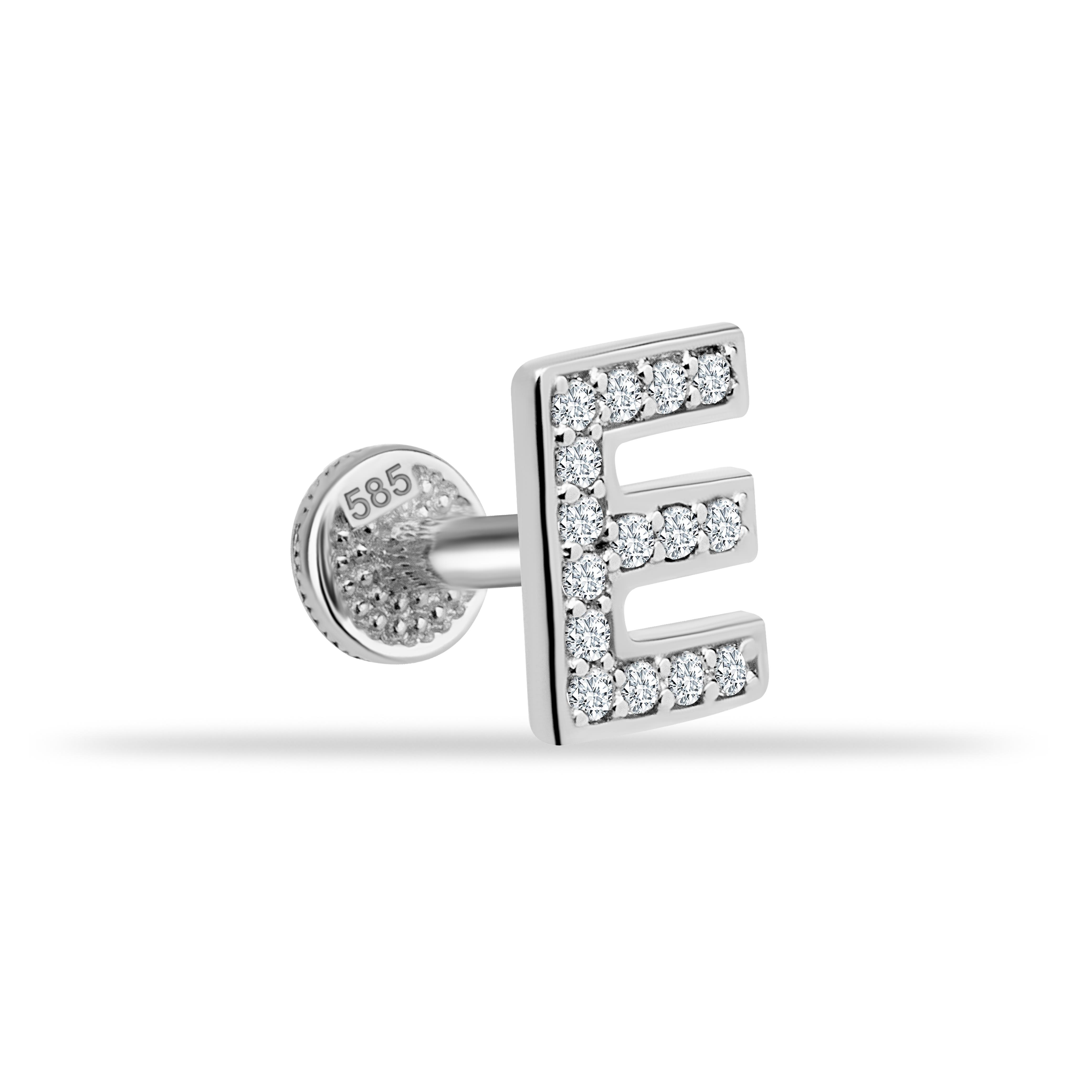 14 Ayar Altın Taşlı Kalp Sallantılı Minimal Tragus Piercing - Dianora Piercing