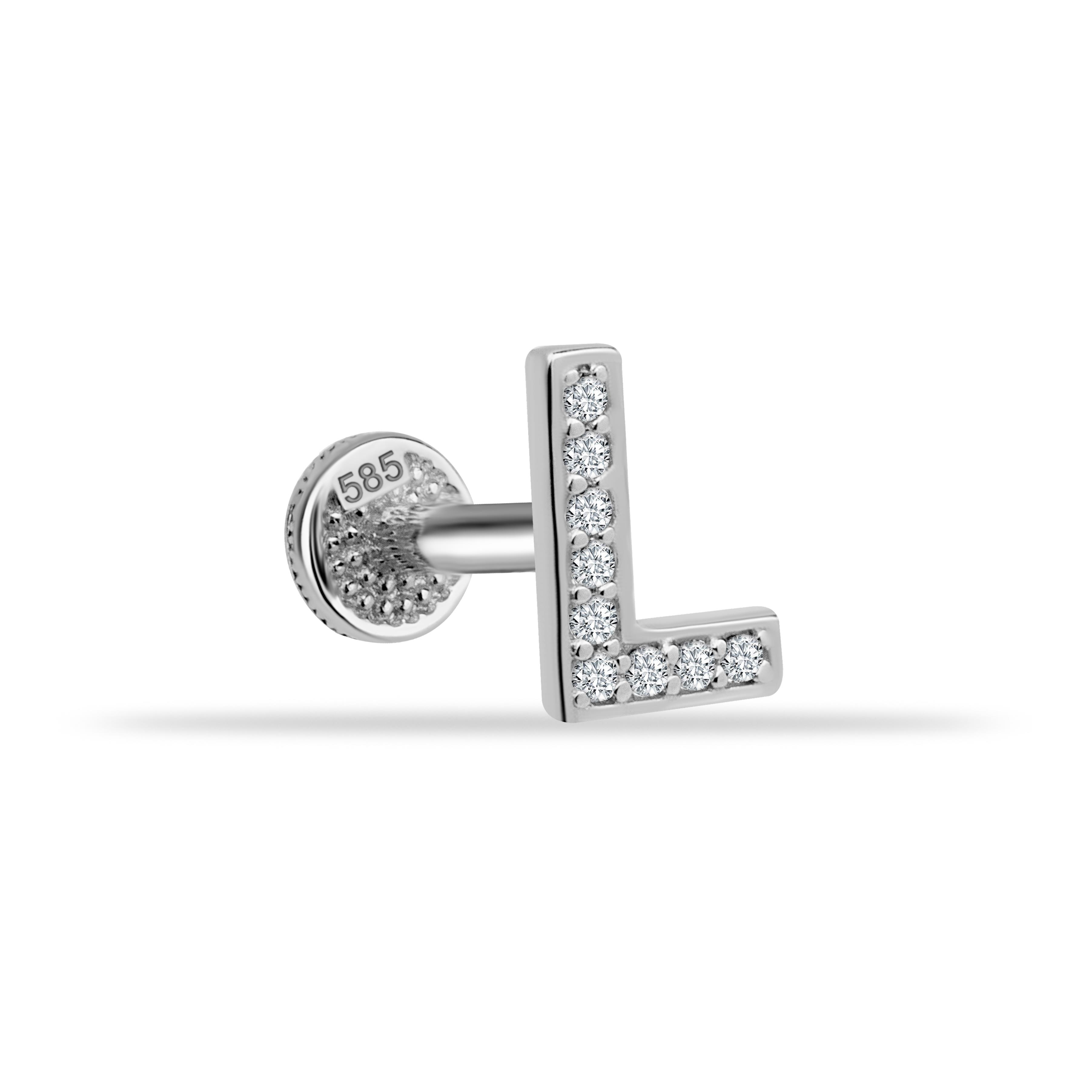 14 Ayar Altın Taşlı Kalp Sallantılı Minimal Tragus Piercing - Dianora Piercing